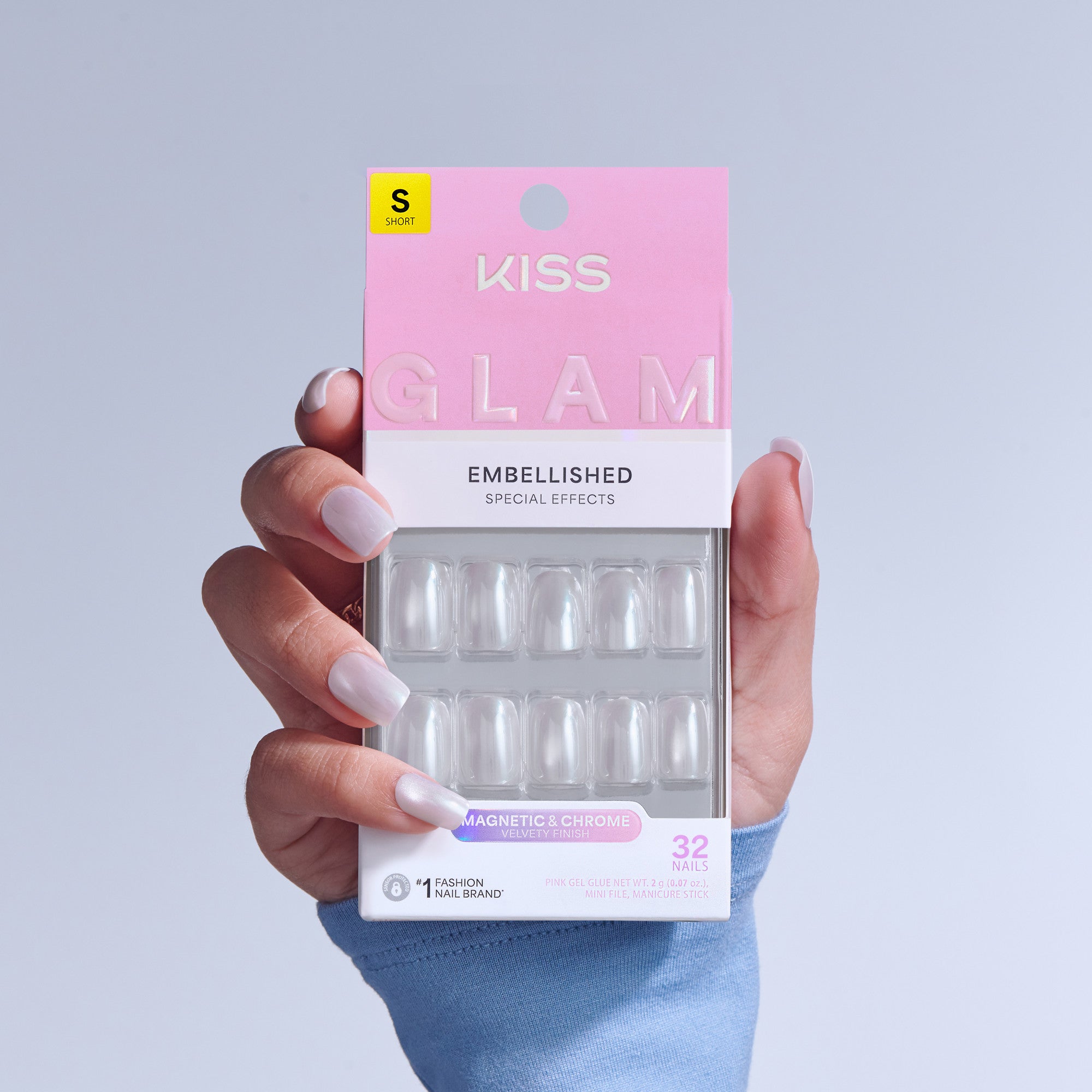 KISS GLAM Embellished Press On Glue Nails - Moonfizz