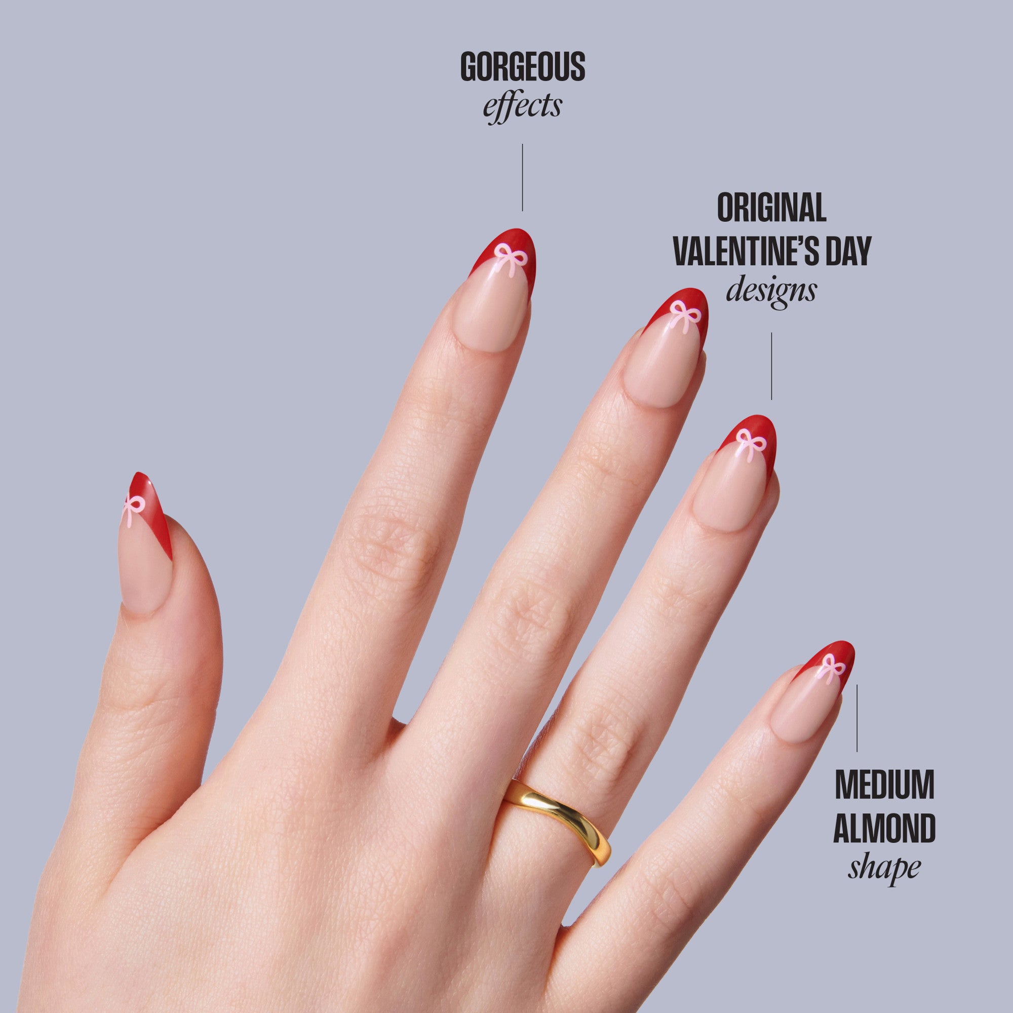 KISS LOVE Design Press On Glue Nails - Falling for Forever