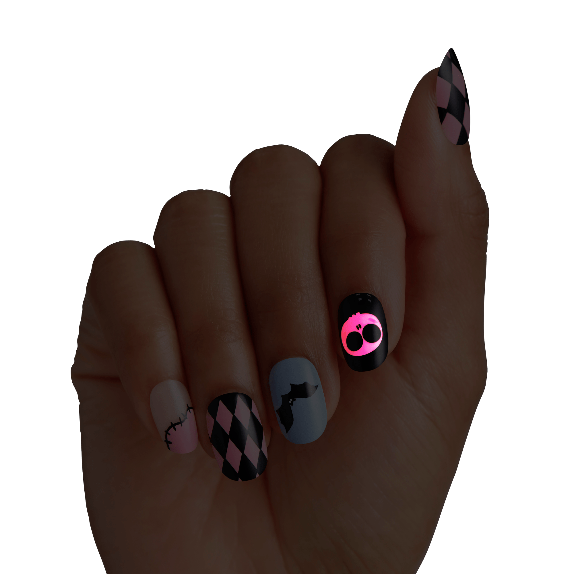 KISS Salon Design Halloween Press On Glue Nails - Nightmare Parade