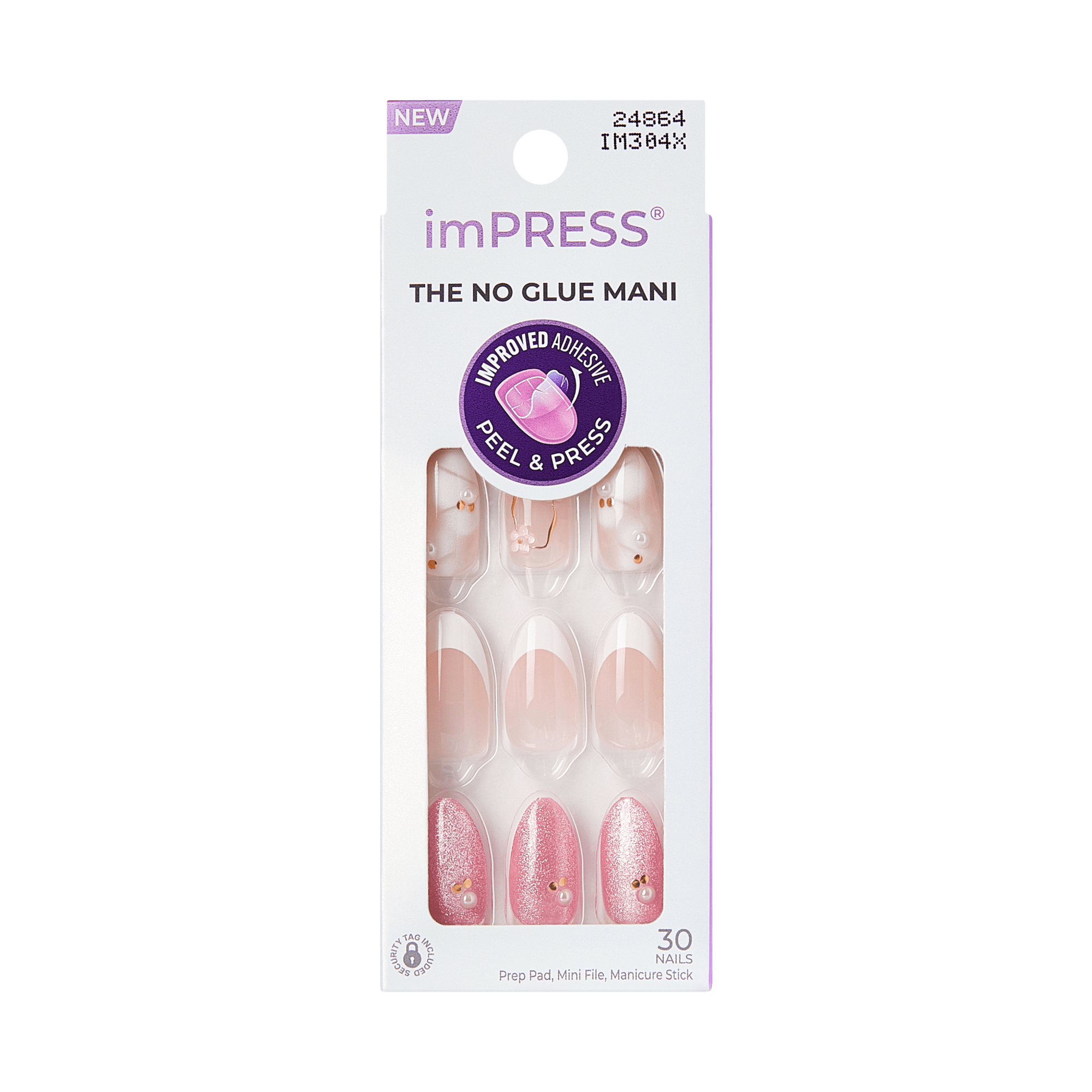 imPRESS no glue mani package on a green background