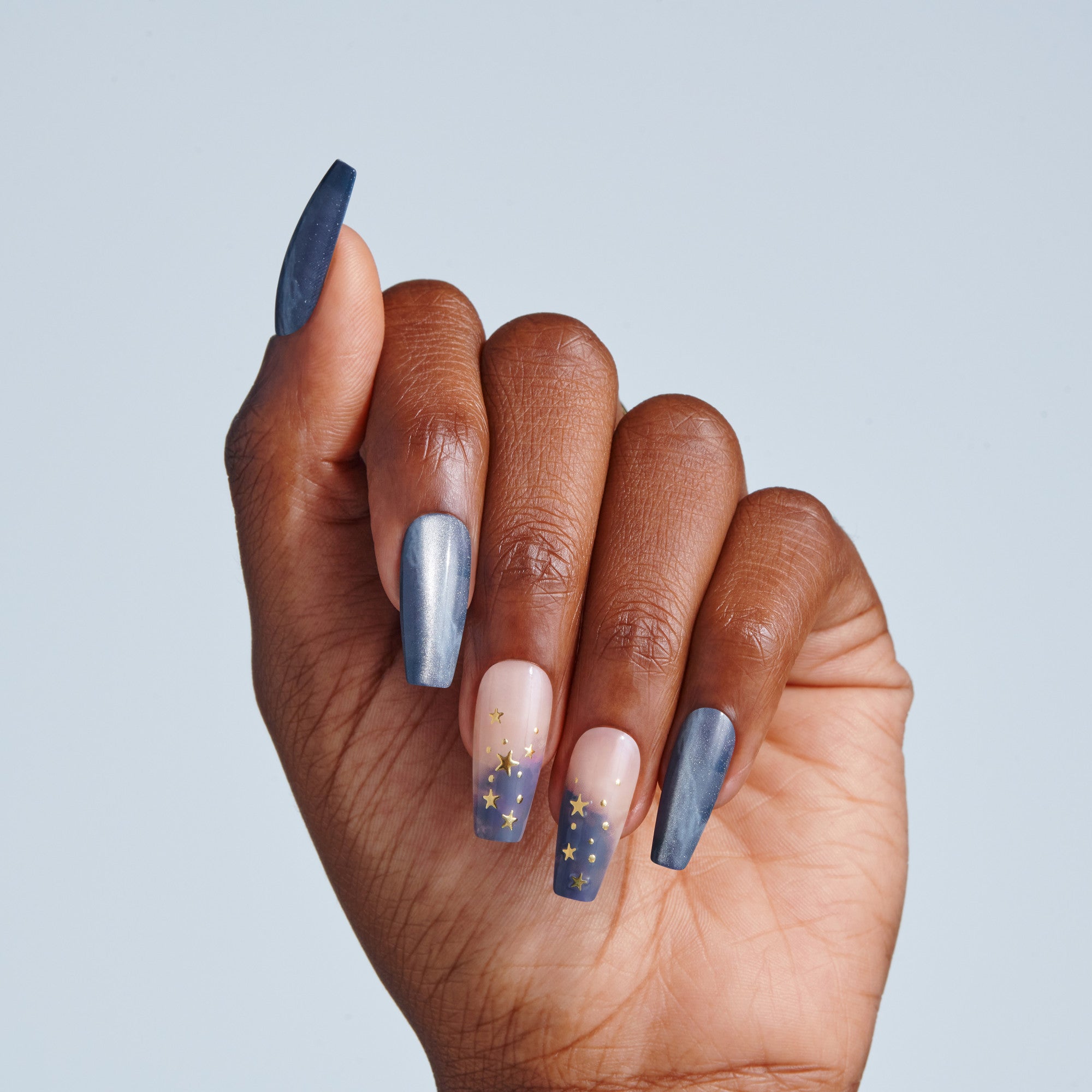 Kiss Haunt Halloween Press On Fake Glue Nails - Spooky Tips | Design, Blue, Long, Coffin, Glow In The Dark
