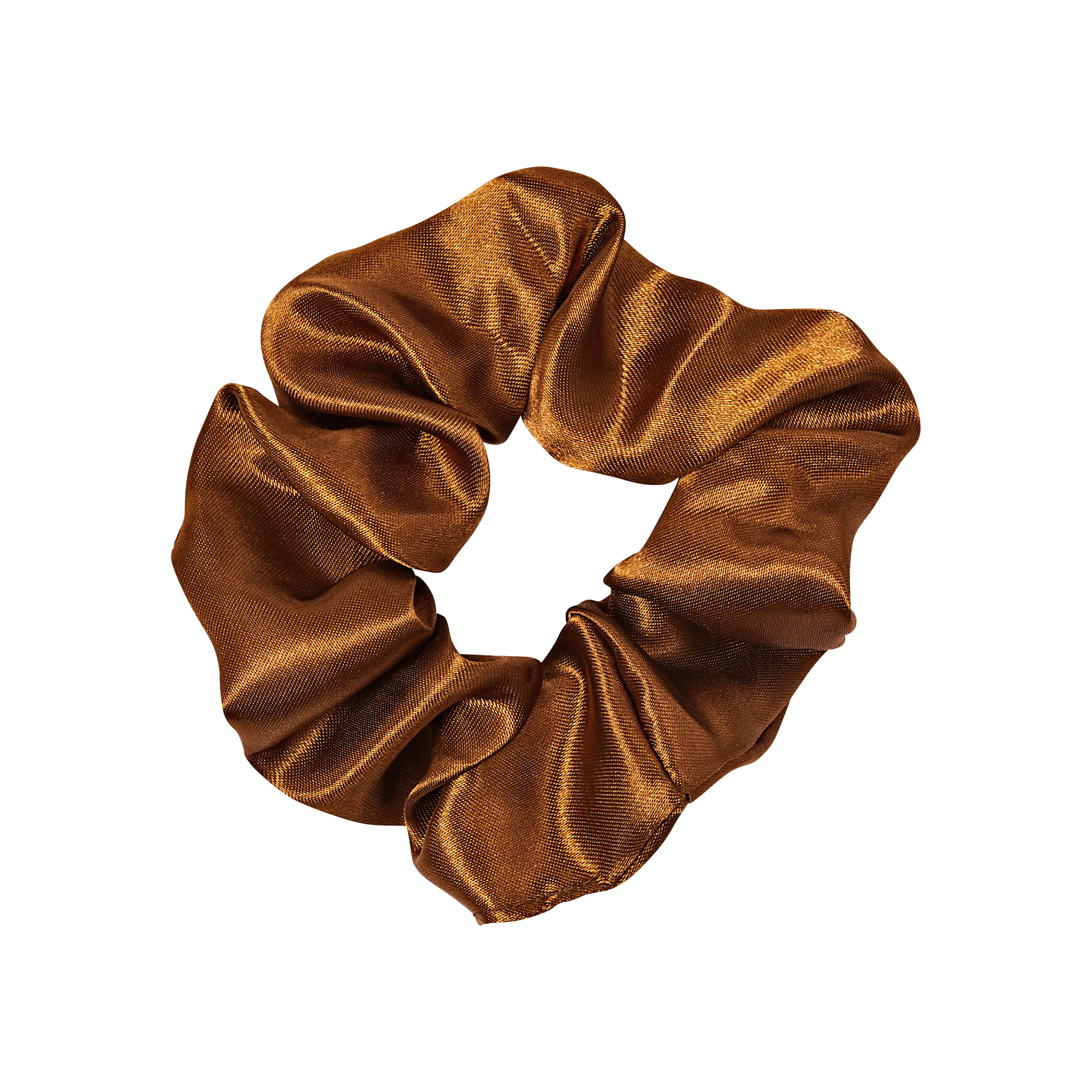 Brown velvet scrunchie on a transparent background