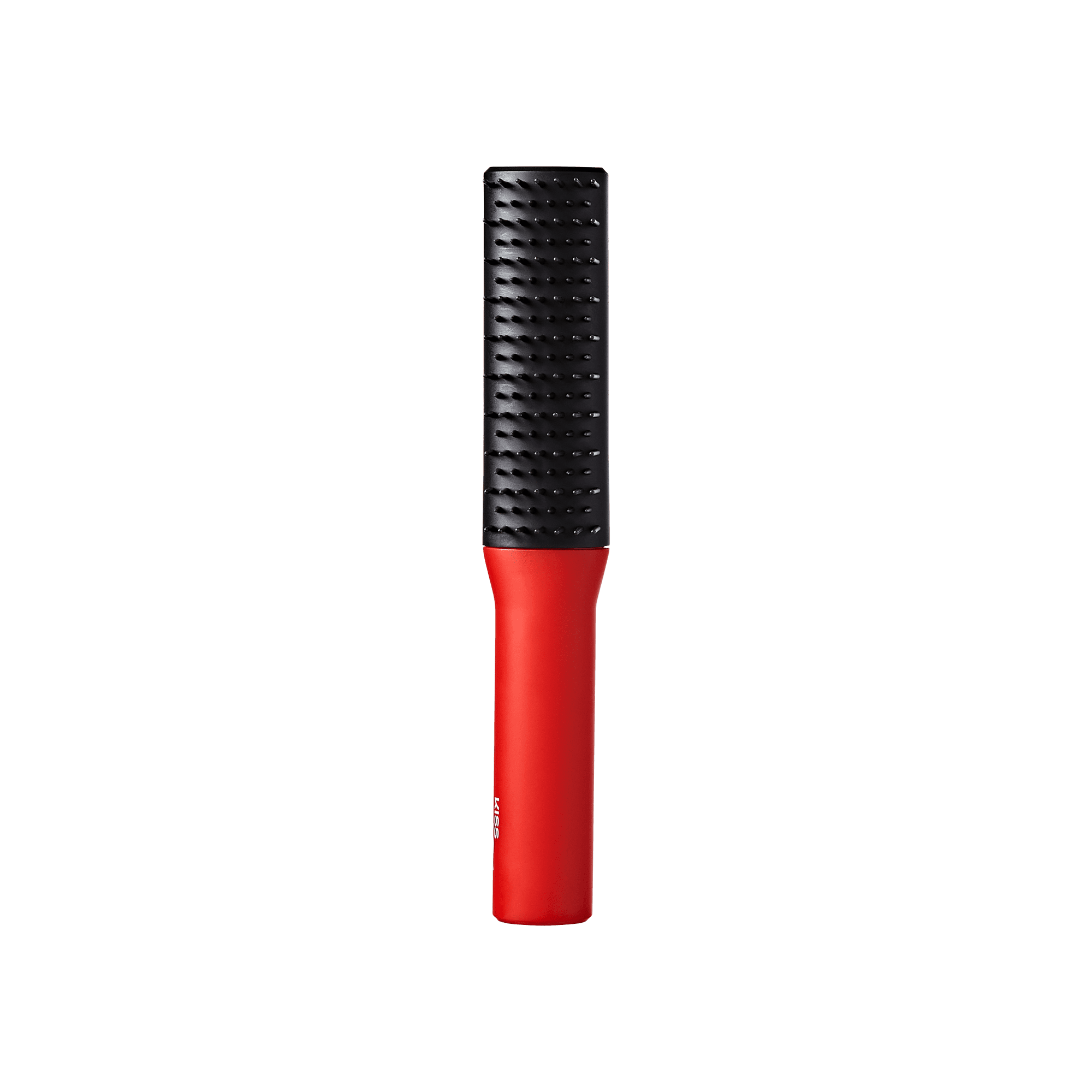 Detangle Boss Glide & Define 2-in-1 Brush with black bristles and a red handle, shown against a white background.