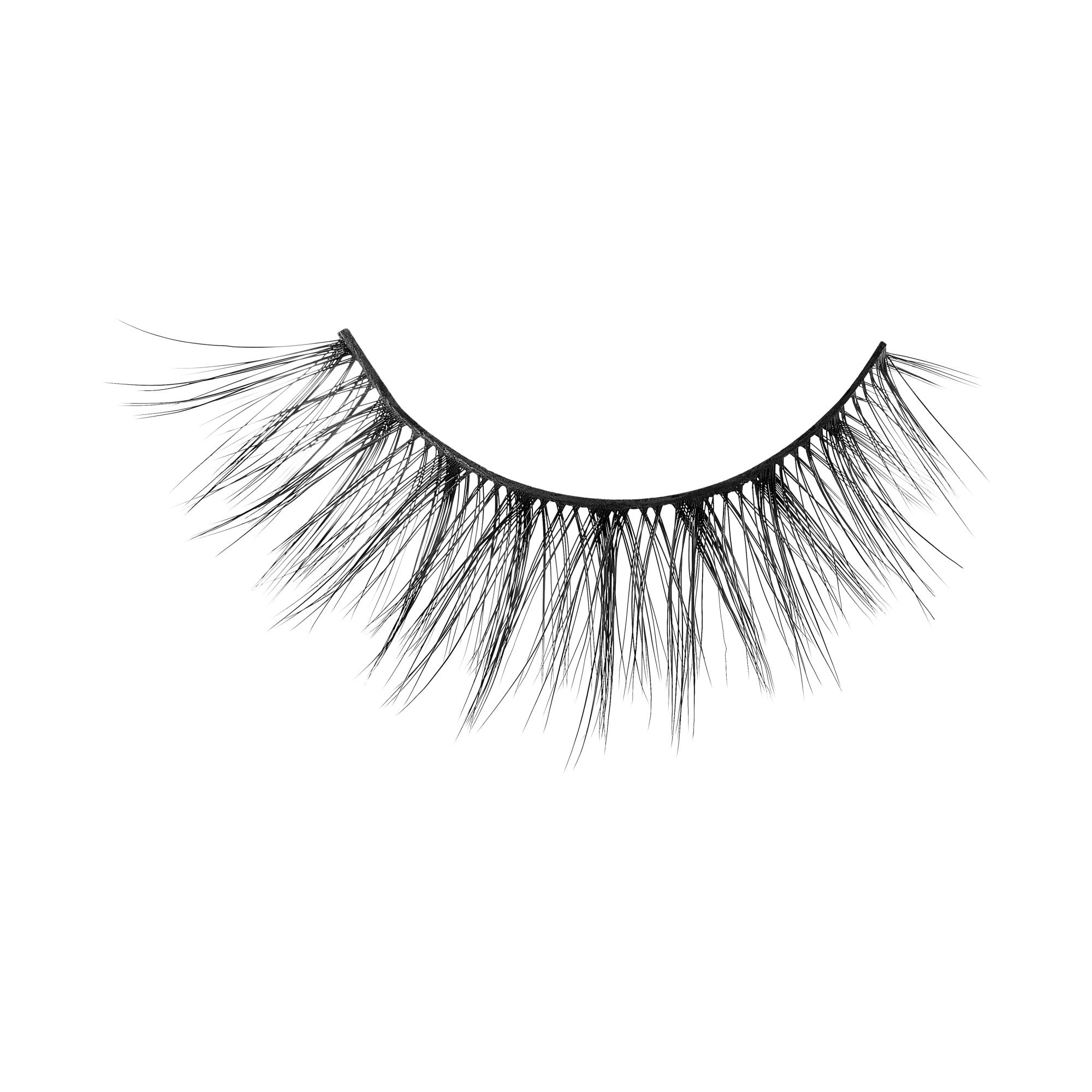 Pair of black false eyelashes on white background
