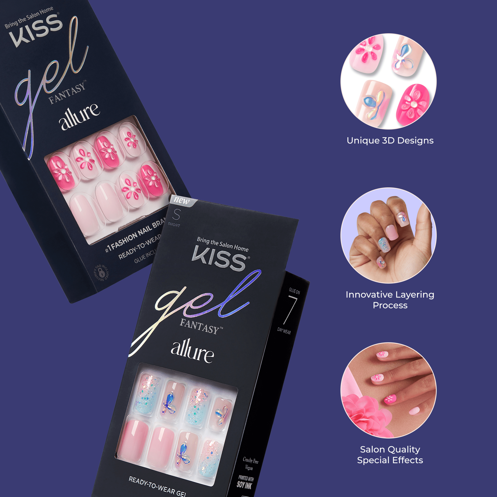 KISS Gel Fantasy Allure Press On Glue Nails - Stunned By You