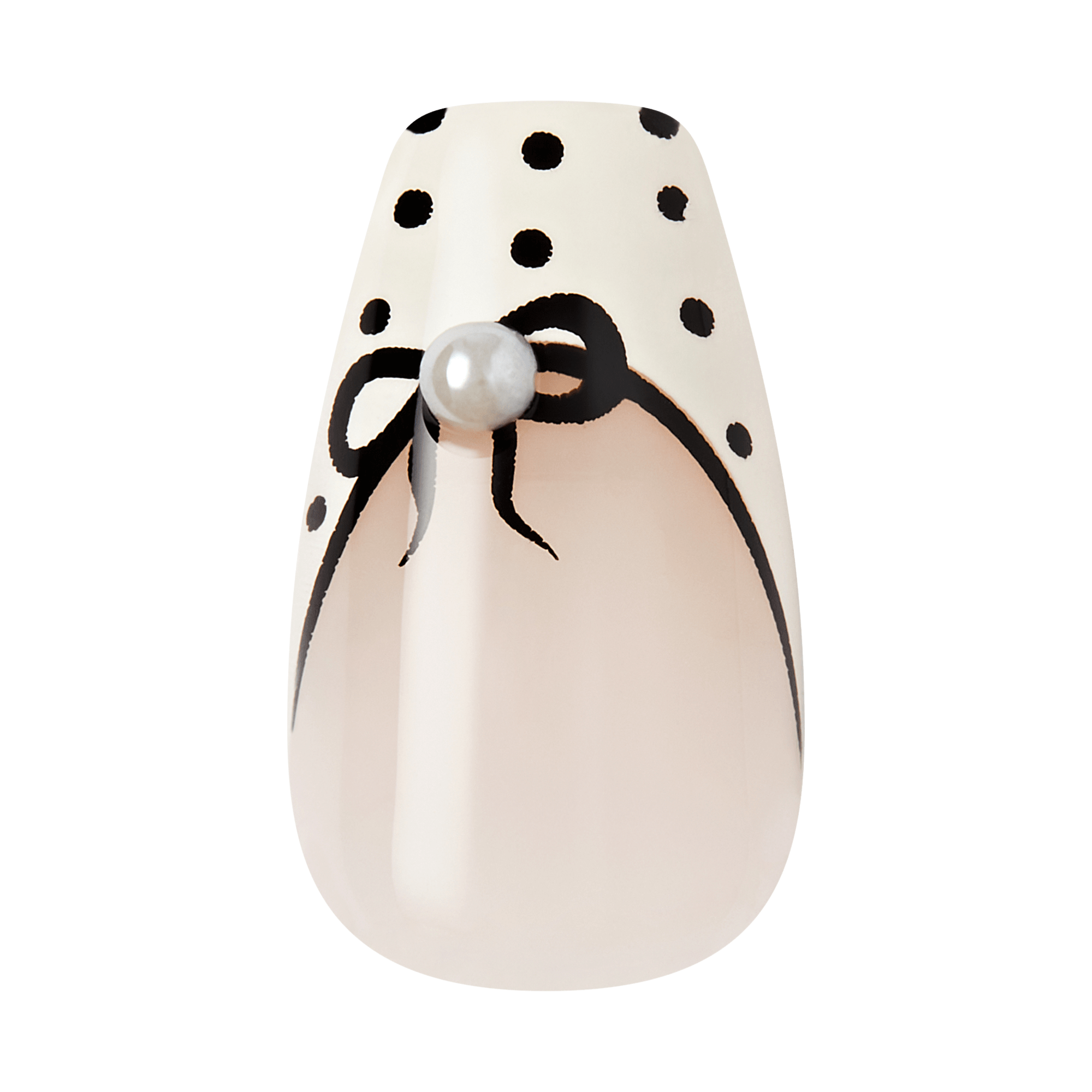 Impress Design No Glue Fake Press On Nails - Leafy | French Design, Black & White, Medium, Coffin, Manicure