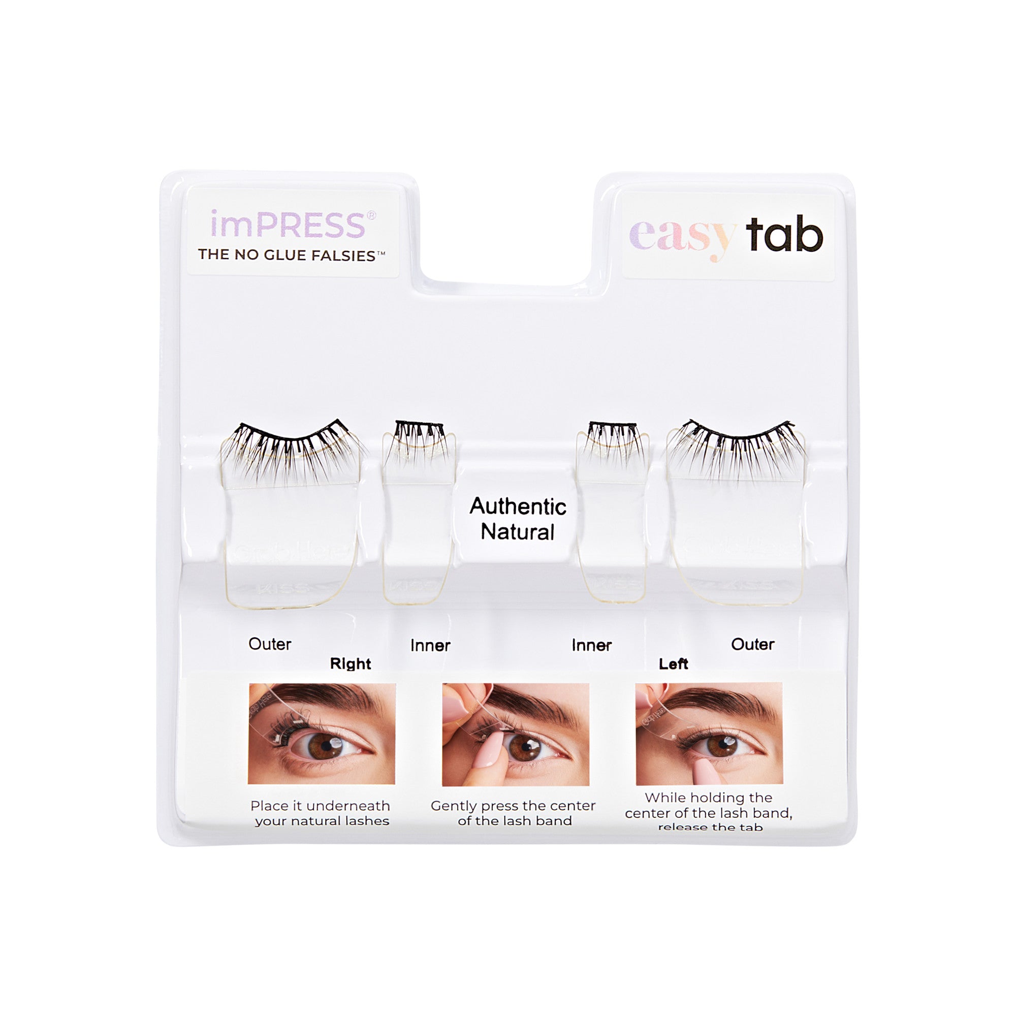 imPRESS Falsies easy tab Self Adhesive Eyelashes– Authentic Natural