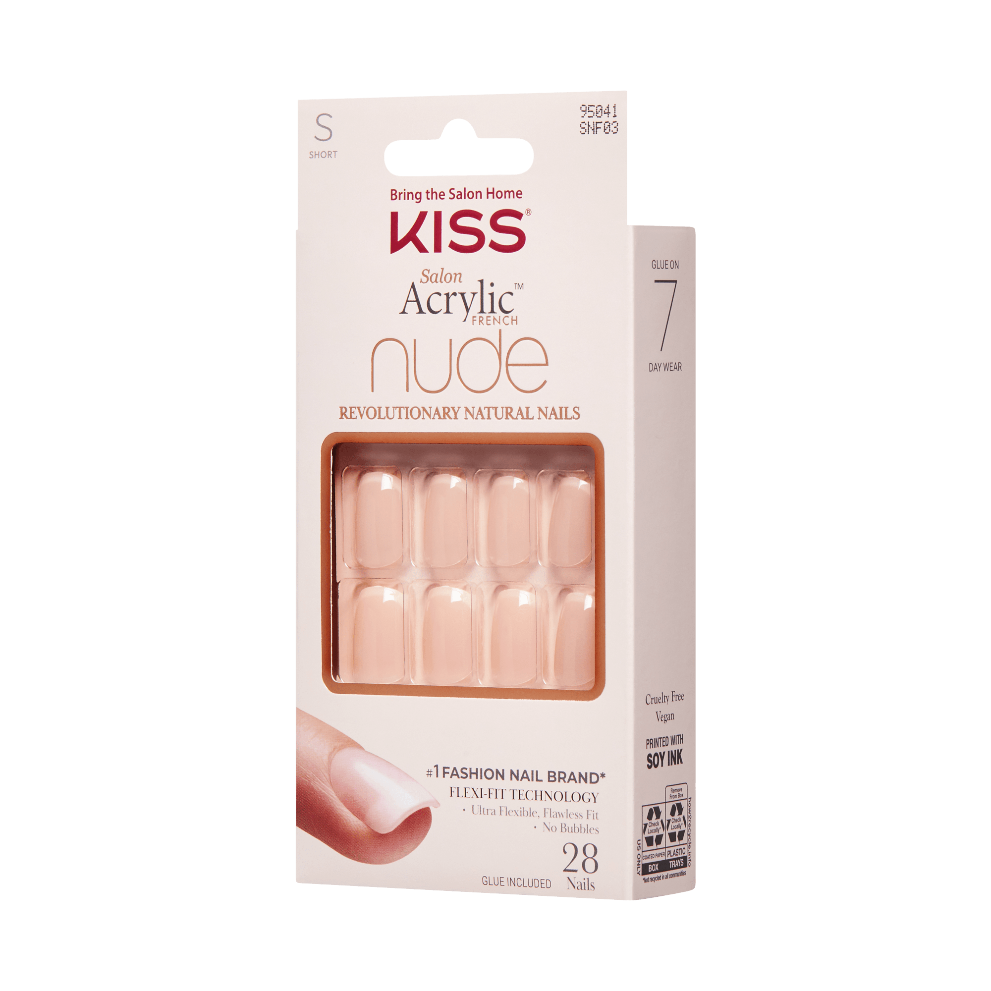 KISS Salon Acrylic French Nude Press On Glue Nails - Chic Beats