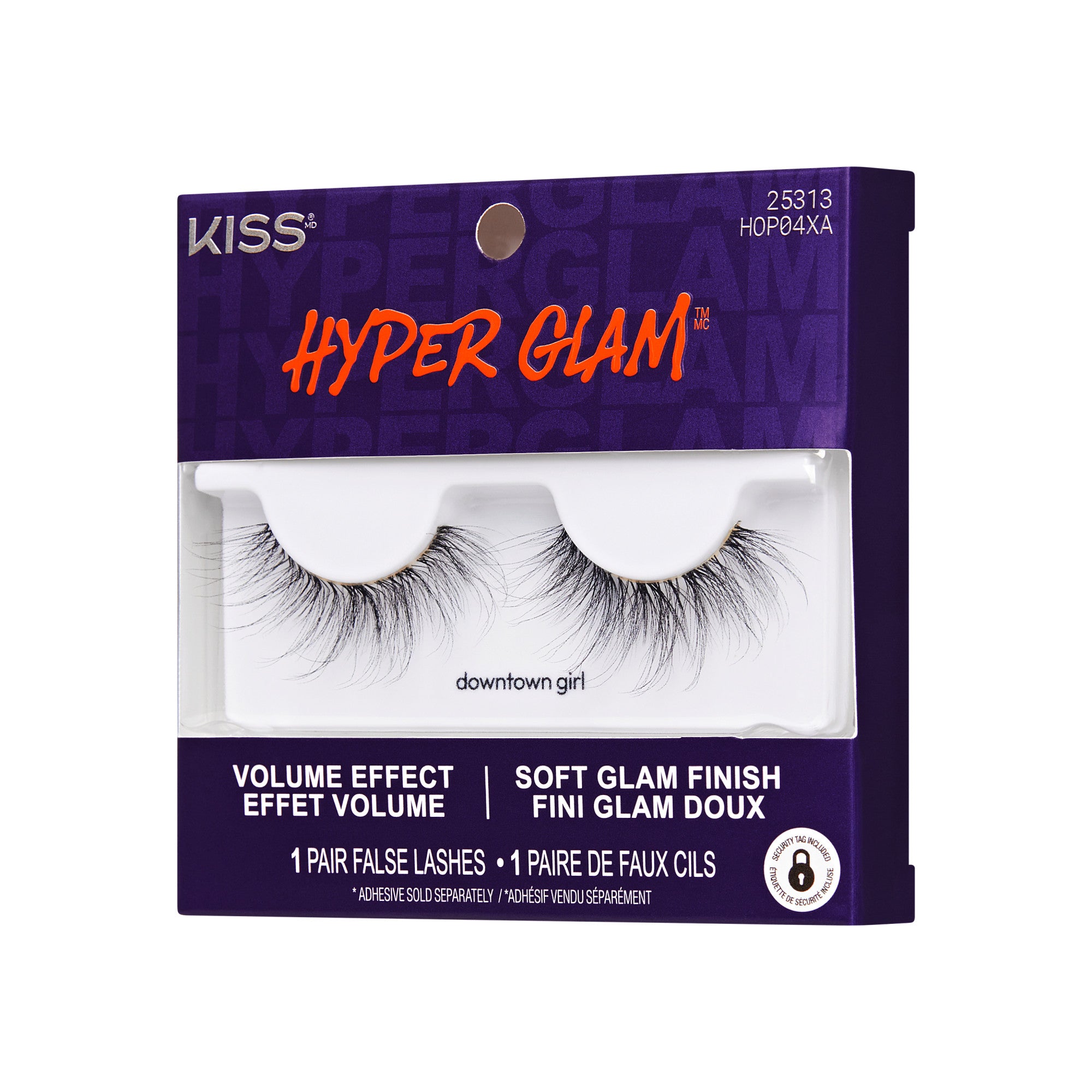 Kiss Hyper Glam Halloween False Eyelashes - Downtown Girl | 1 Pair, Strip Lashes, 14mm