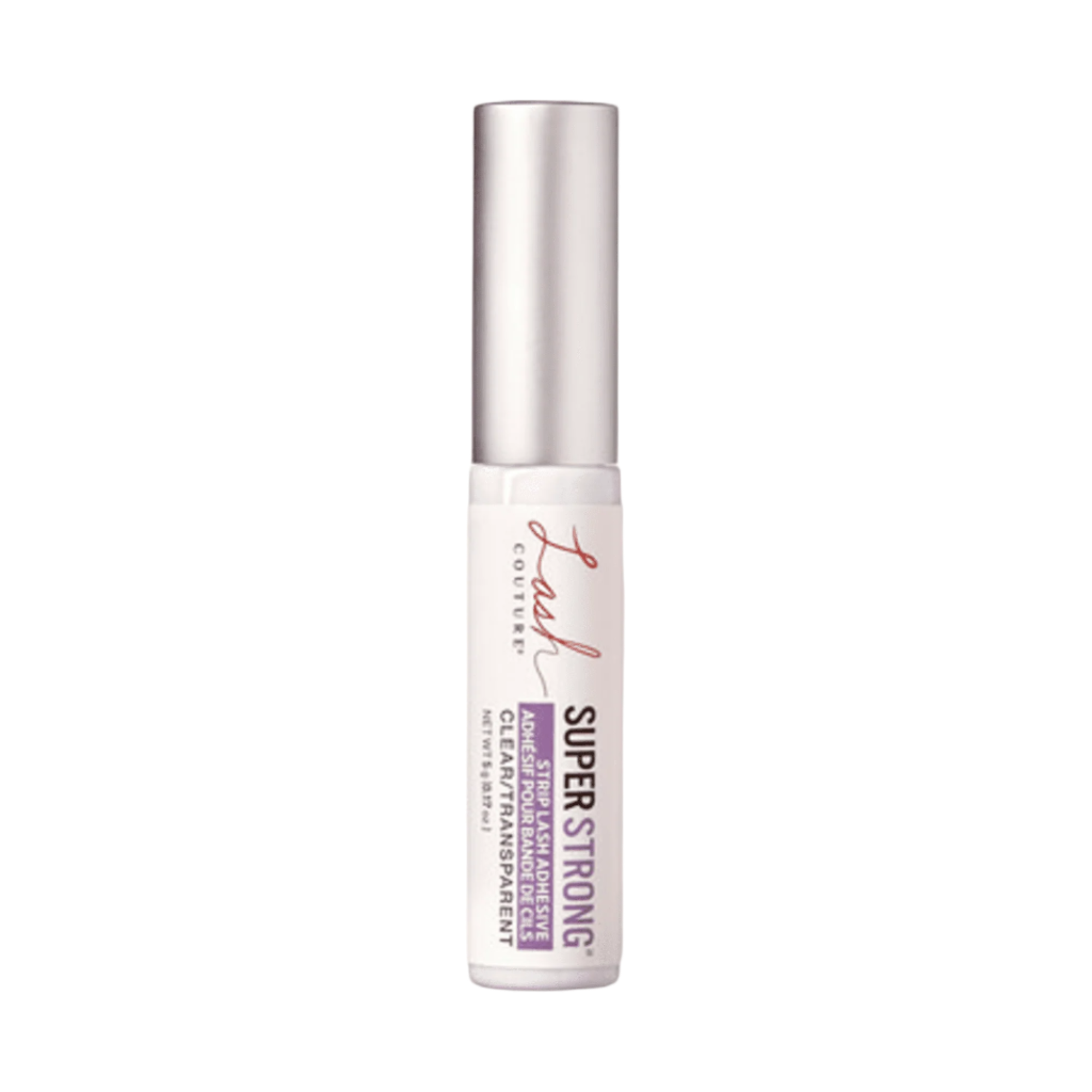 KISS Lash Couture Strip Lash Adhesive in a small white tube with a silver cap, labeled \