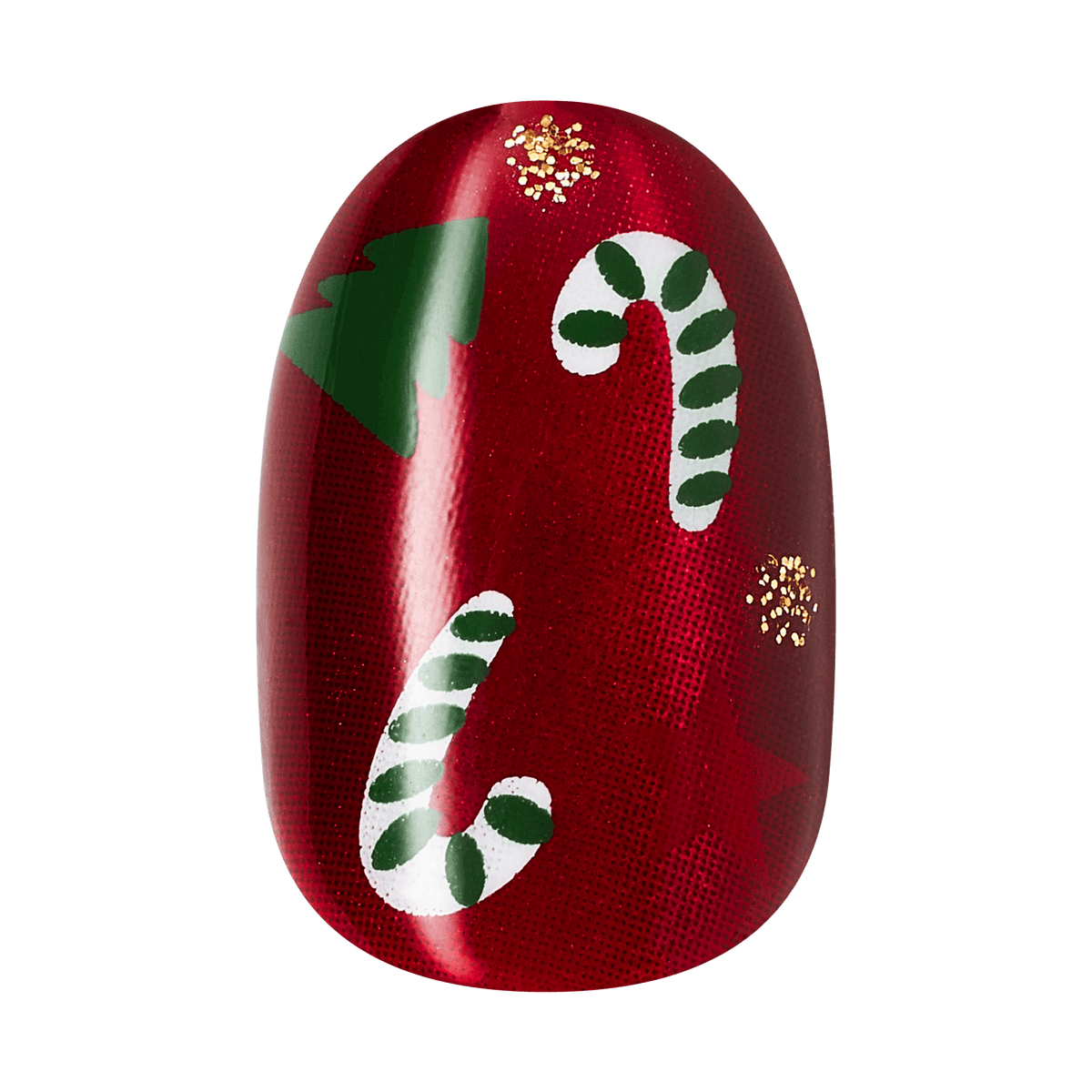 Kiss Merry Holiday Press On Fake Glue Nails - Sleigh My Name | Design, Red, Short, Round
