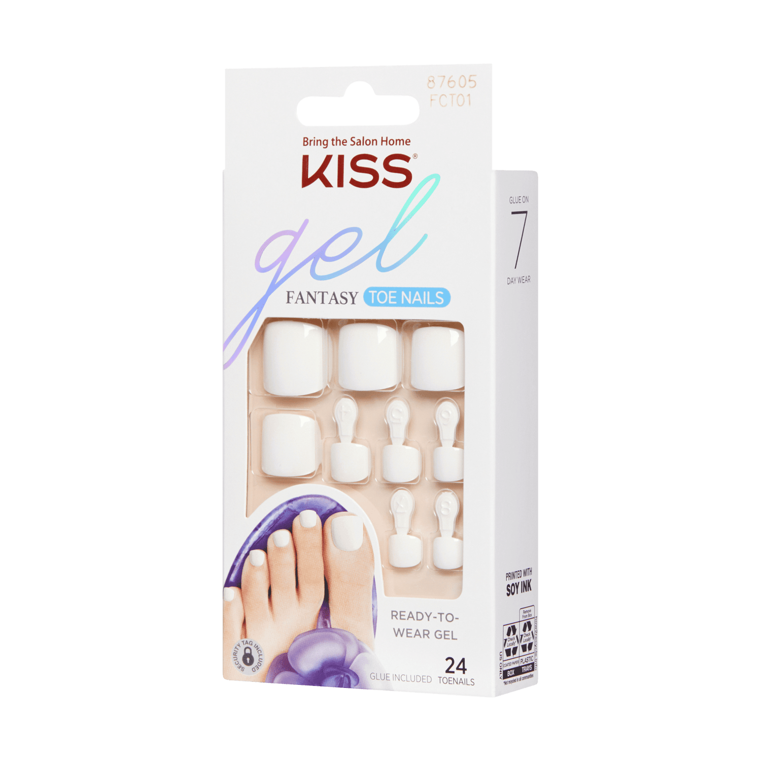 KISS Gel Fantasy Color Press On Glue Toenails - This is Classic