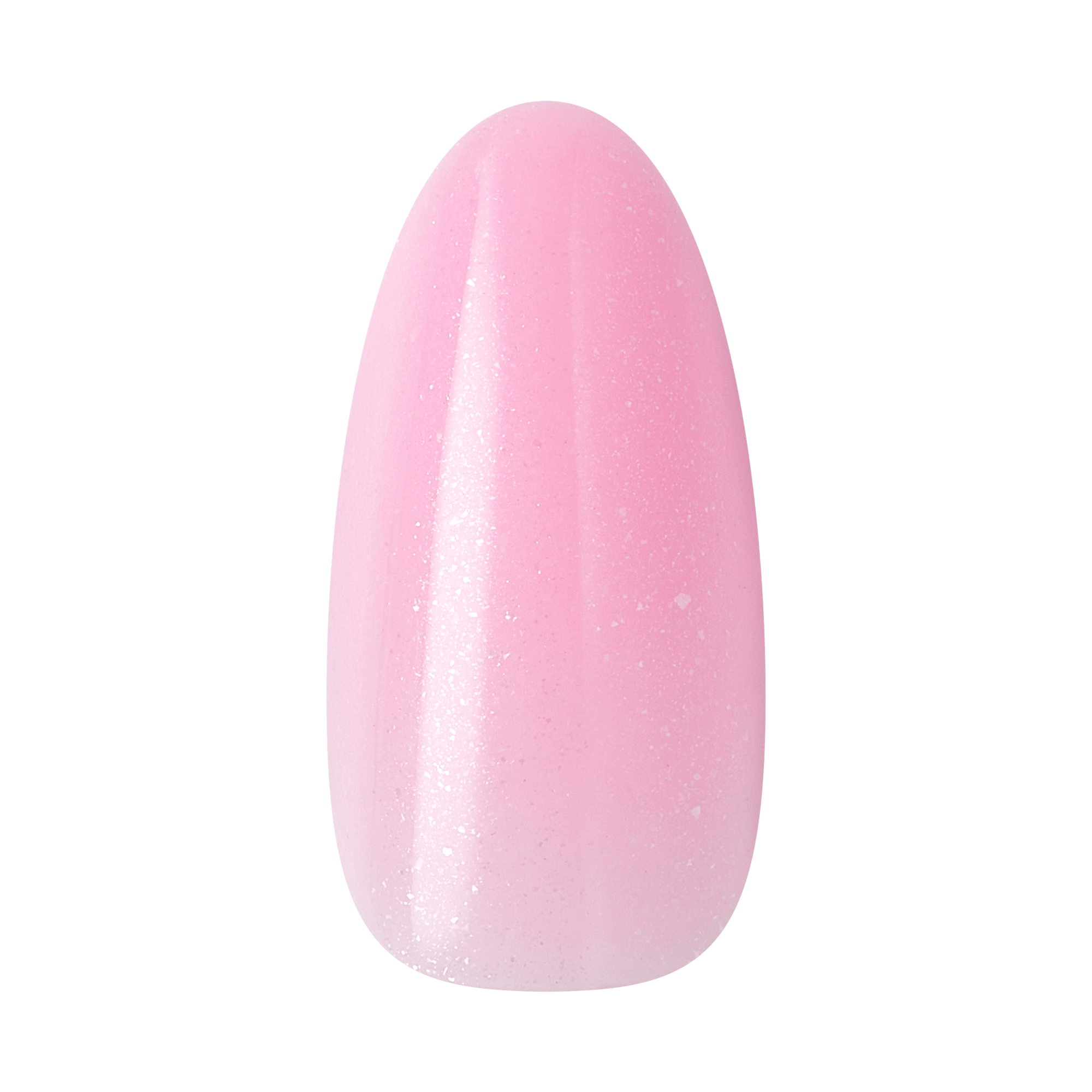 Pink shimmer nail polish swatch on white background