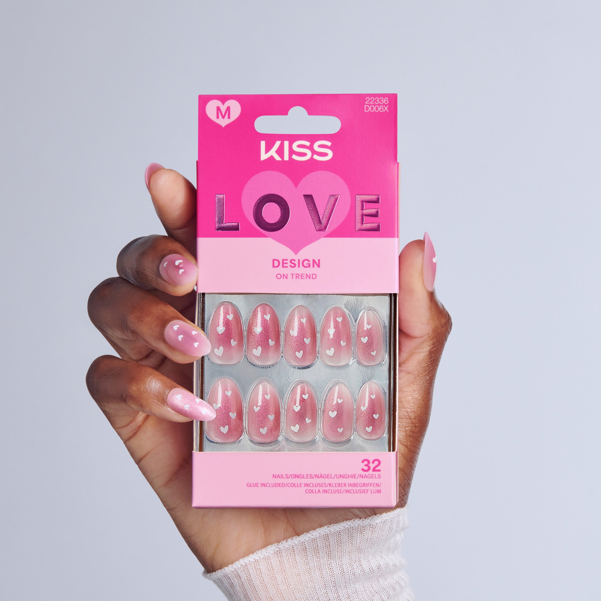 KISS LOVE Design Press On Glue Nails - My Forever Valentine