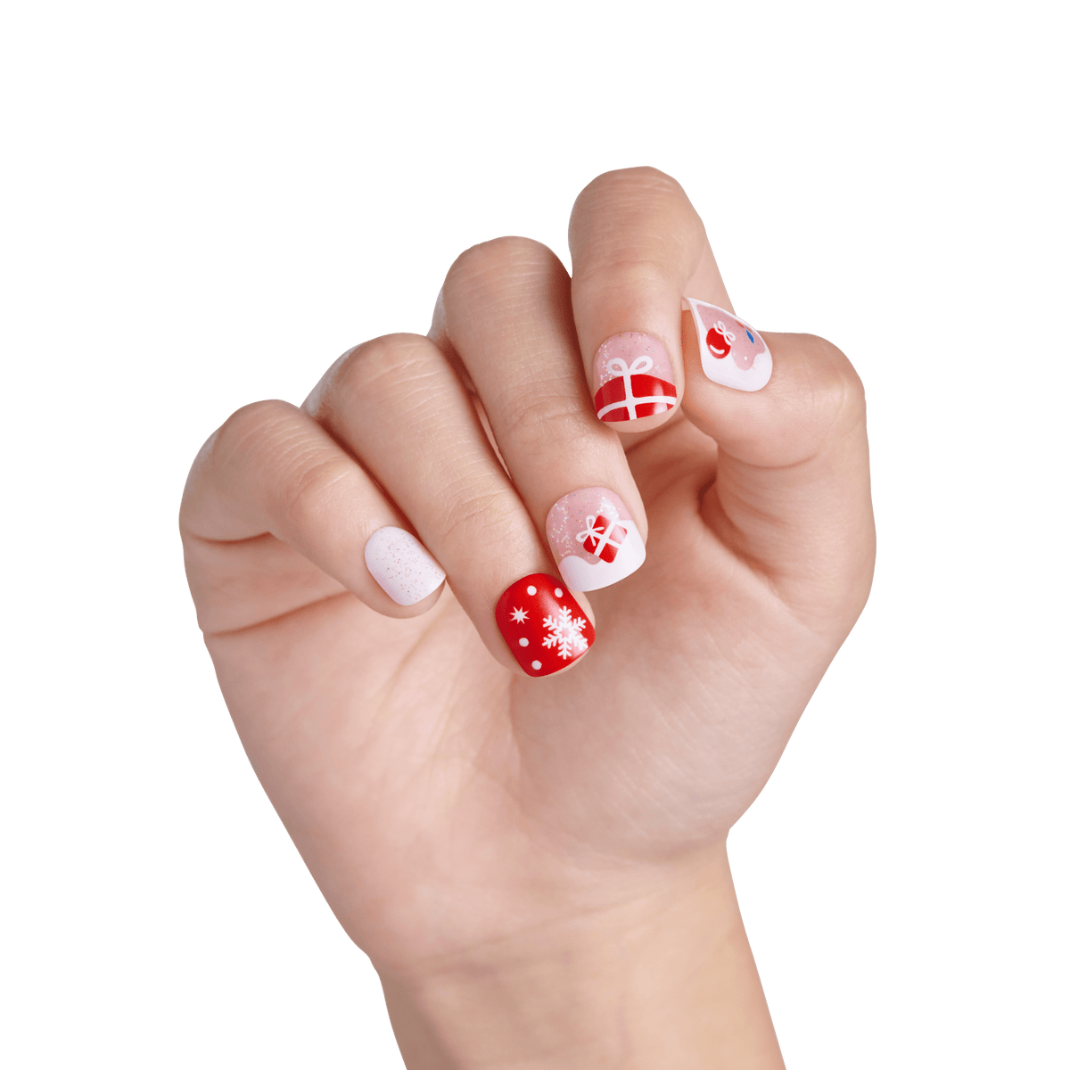 Impress Kids Holiday No Glue Fake Press On Nails - Mini Angels | Design, Pink & Red, Kids, Squoval, Manicure