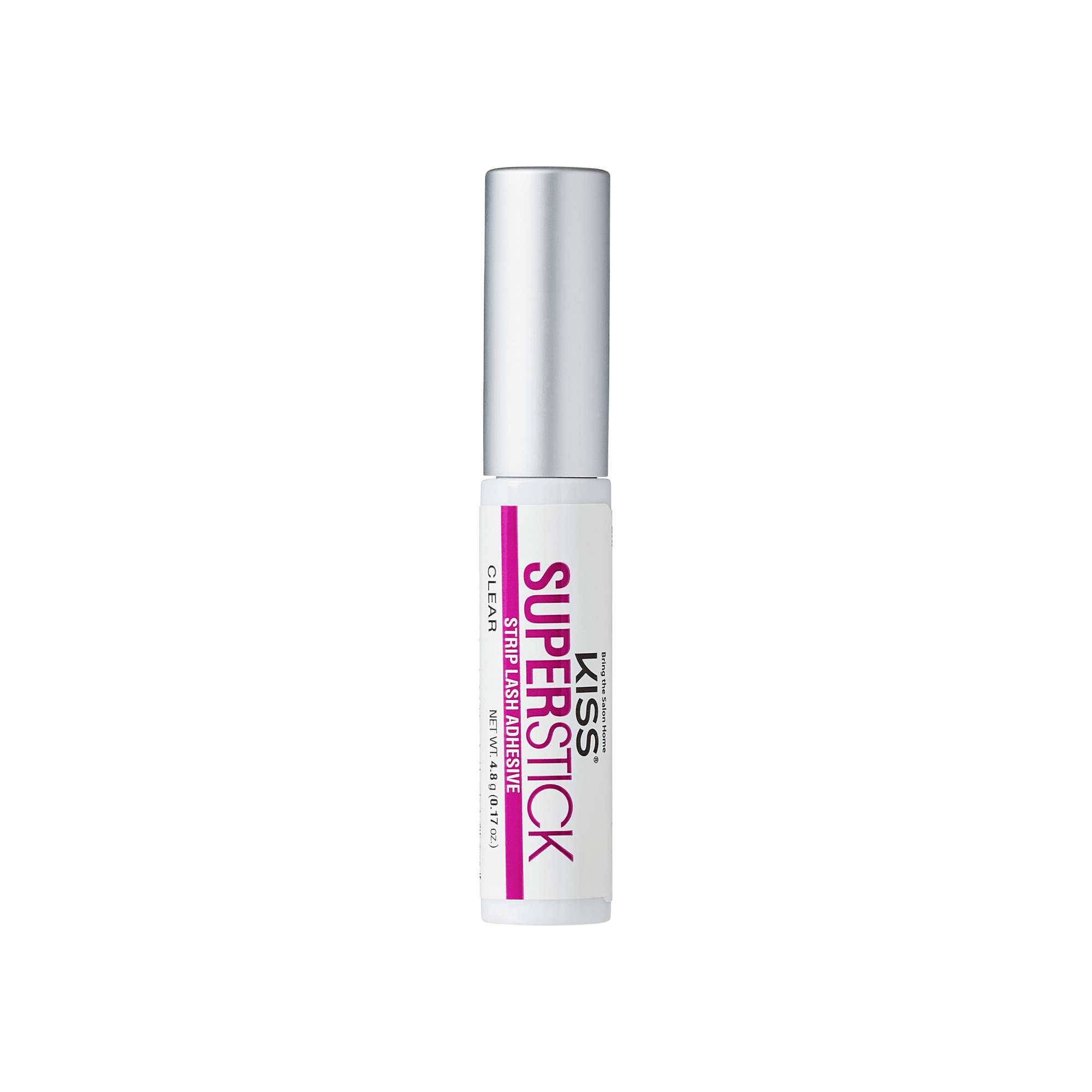 The image features a cosmetic product, specifically a lip product labeled "Kiss Superstick." The packaging is sleek and modern, with a white body and a silver cap. The product name is prominently displayed in bold pink lettering, indicating its purpose as a lip stick. The overall design suggests a focus on quality and ease of use, appealing to consumers looking for a reliable lip product.