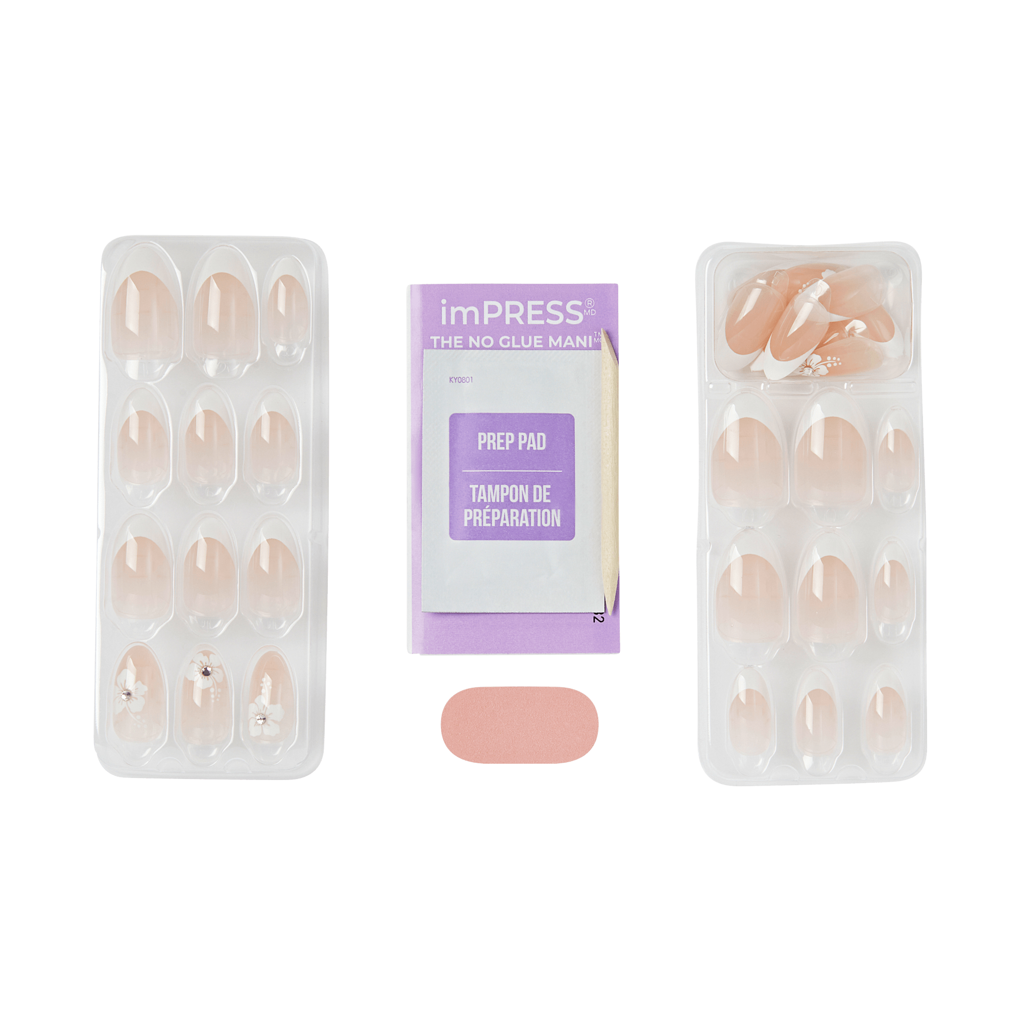 imPRESS press-on nails with prep pad and two nail sets in nude shades
