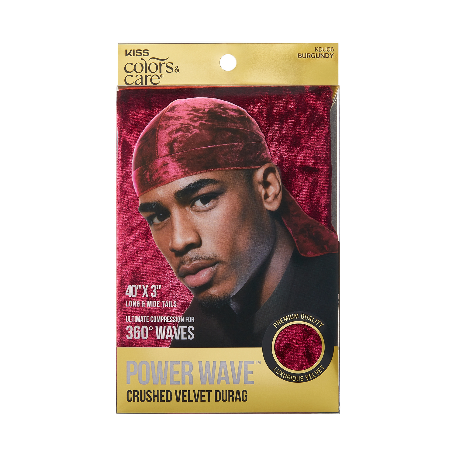 KISS Colors & Care Power Wave Velvet Luxe Durag, Burgundy