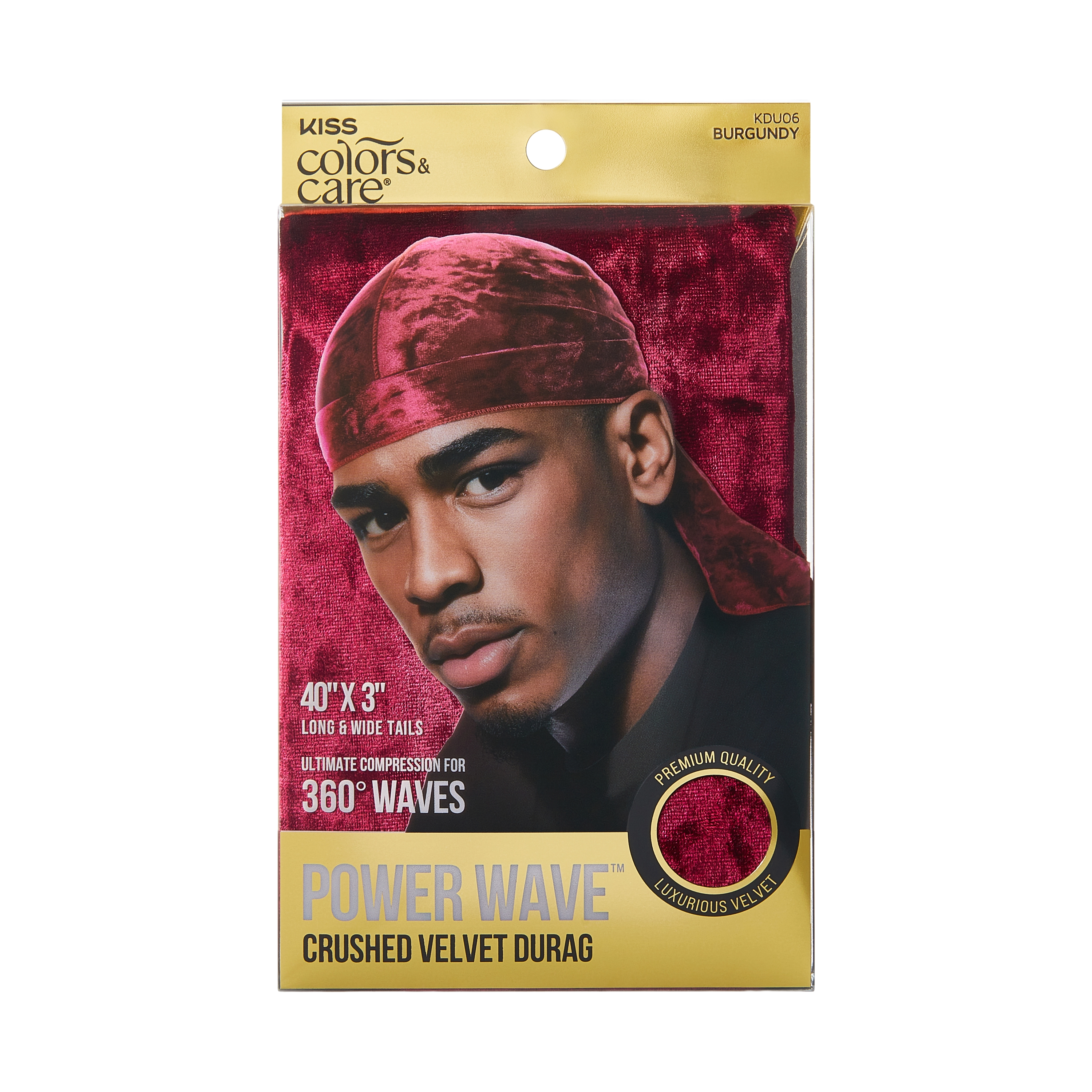 KISS Colors & Care Power Wave Velvet Luxe Durag, Burgundy