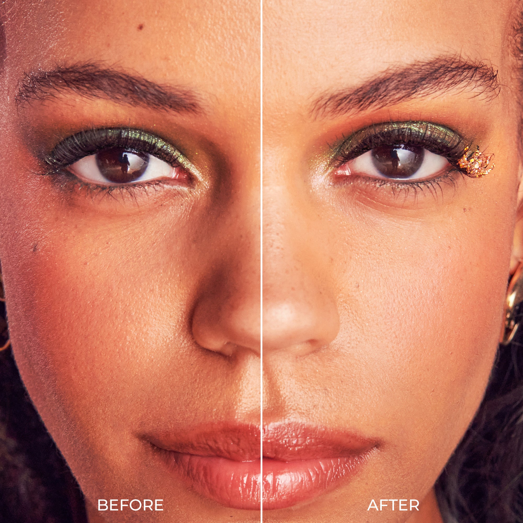 Close-up split view of a woman&