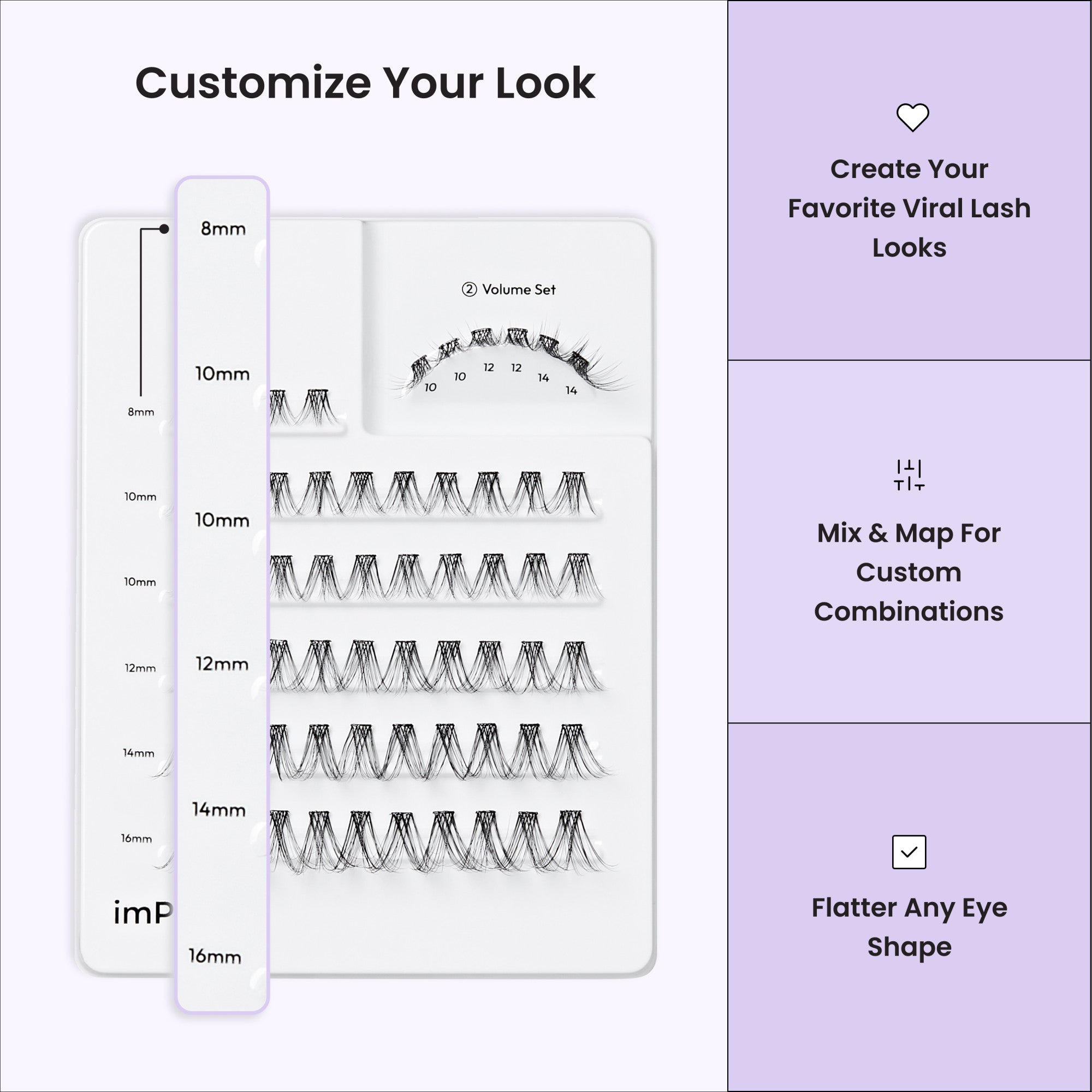 imPRESS Pre-Glued Individual Lashes Multipack, Classic Volume, 60 Lash Clusters