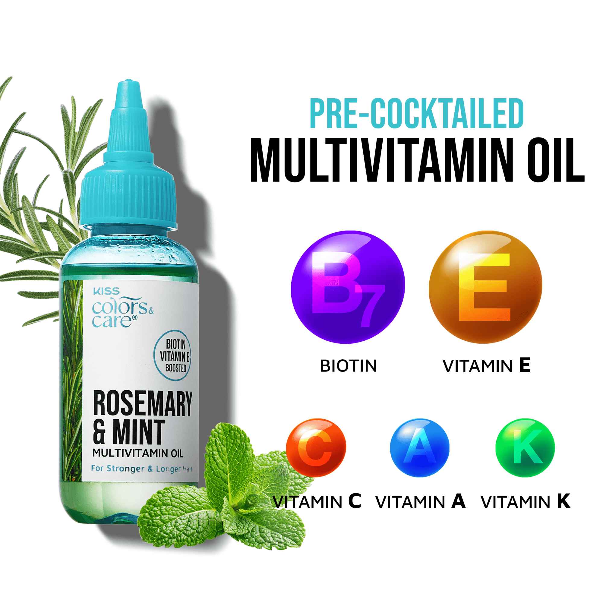 KISS Colors & Care Multivitamin Oil - Rosemary & Mint