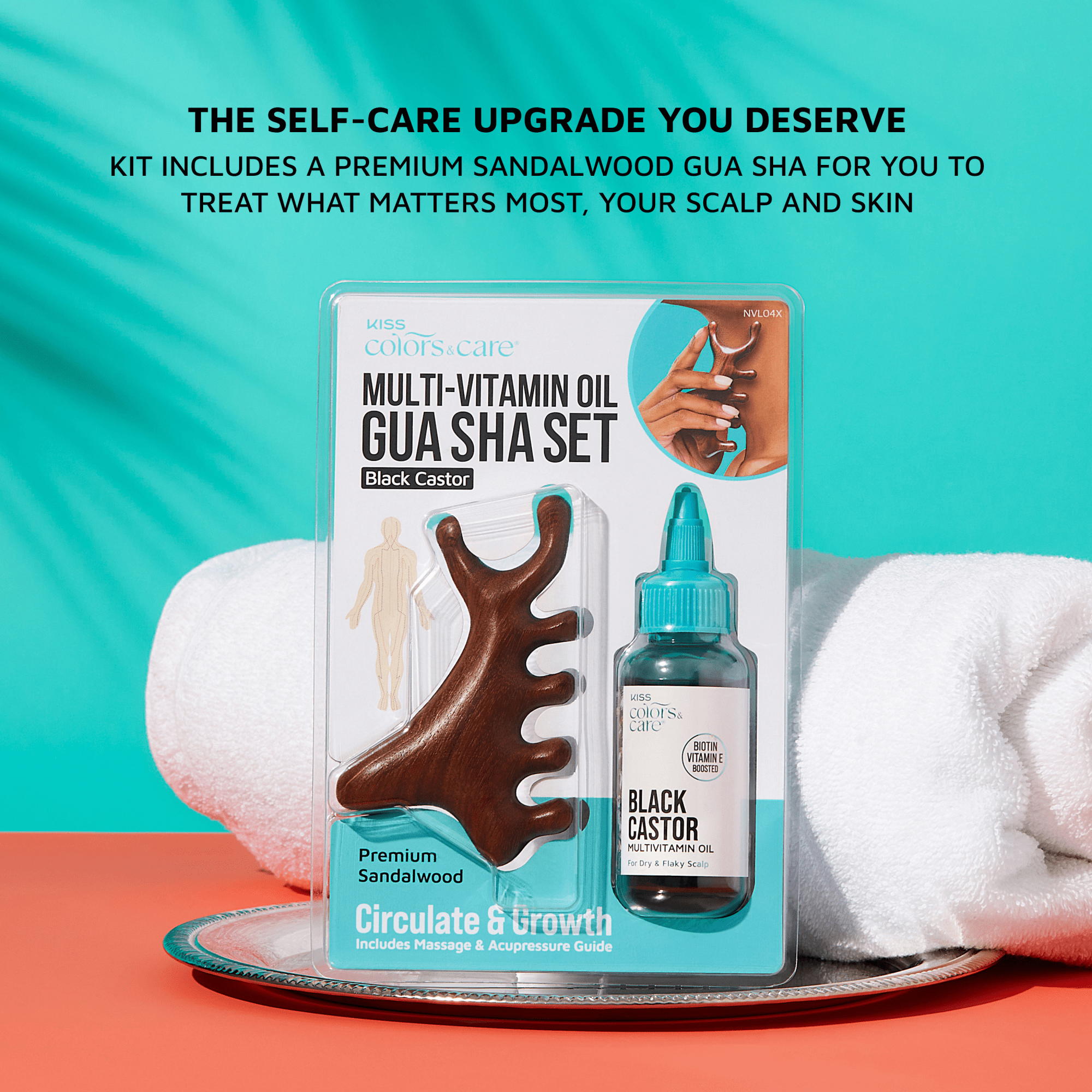 KISS Colors & Care Multivitamin Oil & Gua Sha - Tea Tree