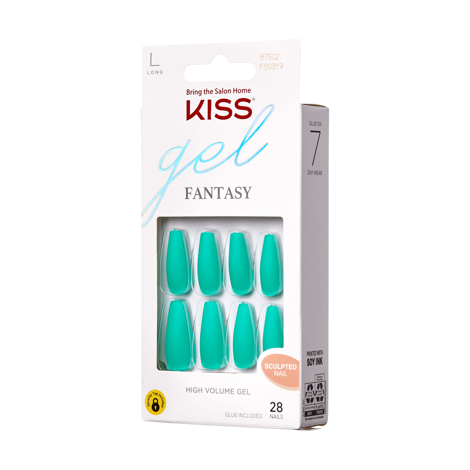 KISS Gel Fantasy Press On Glue Nails - Grin Green