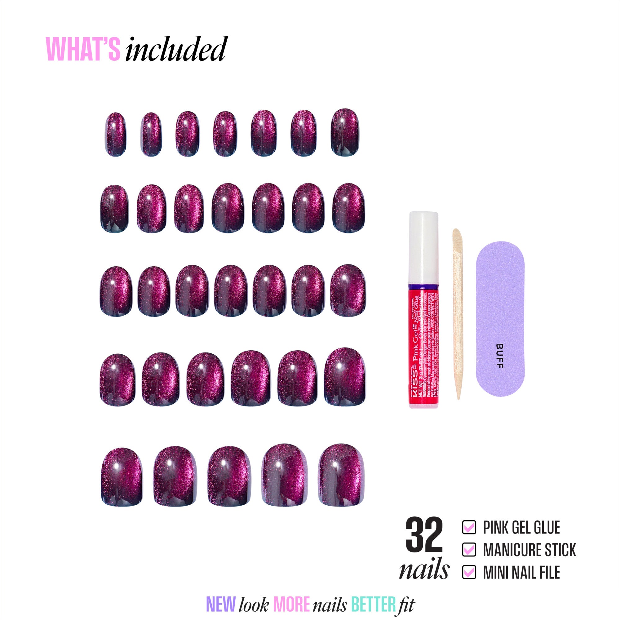 KISS GLAM Embellished Press On Glue Nails - Simple Joys