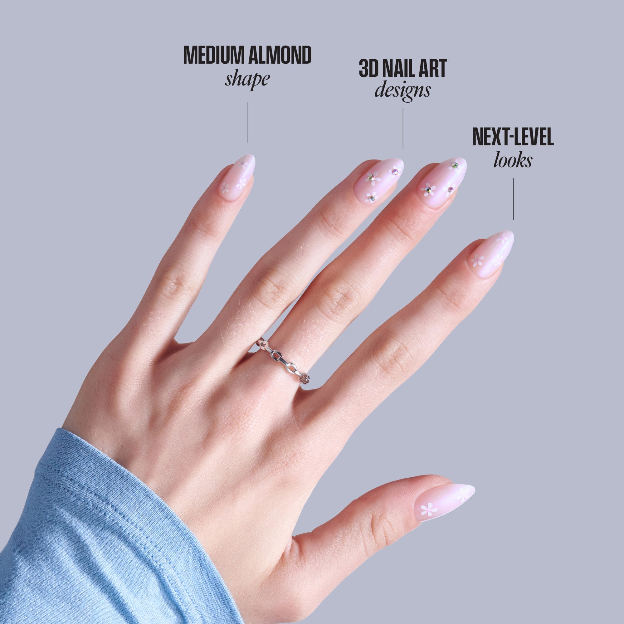 KISS GLAM 3D & Jewel Press On Glue Nails - Breeze of Bliss