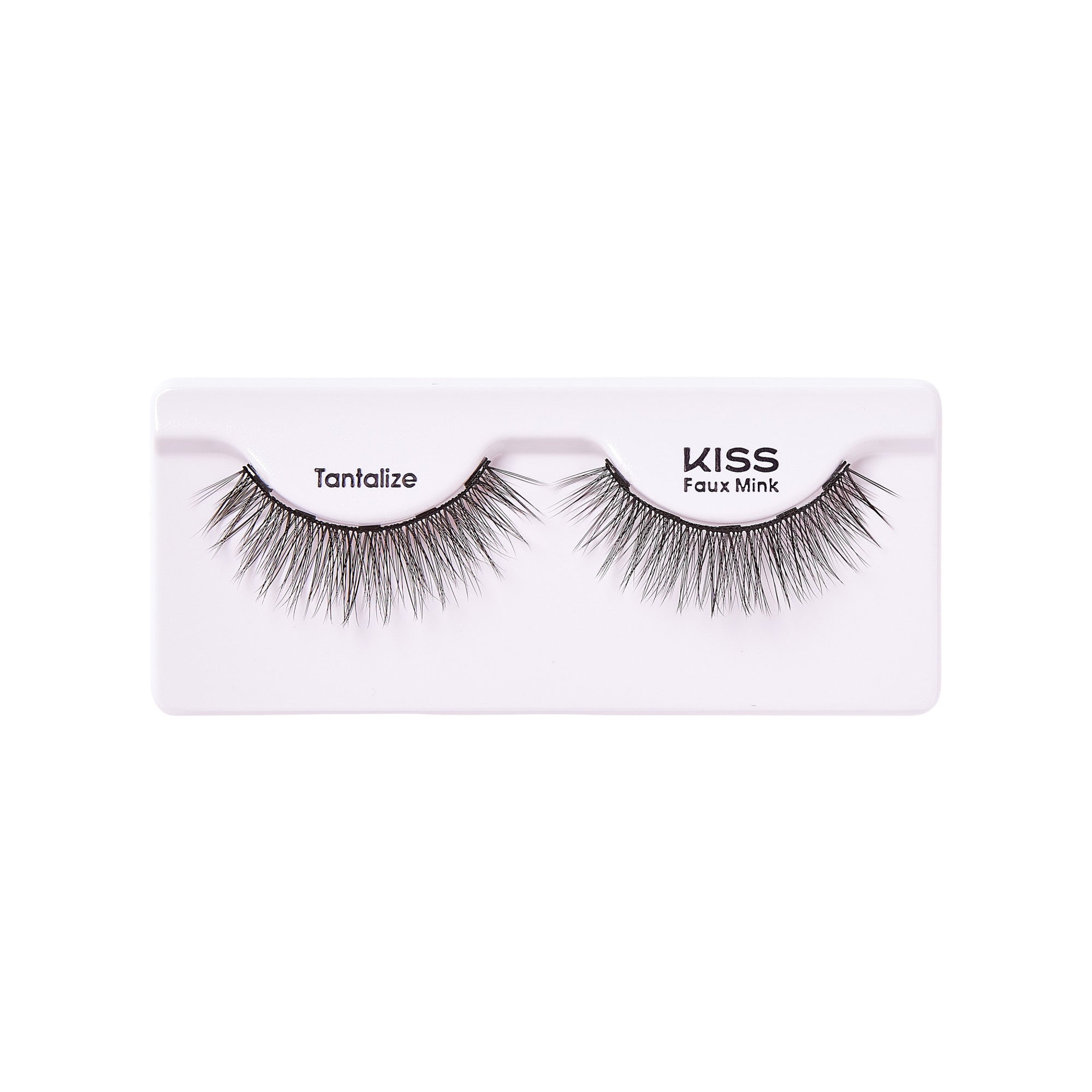 KISS Faux Mink Tantalize false eyelashes on white packaging