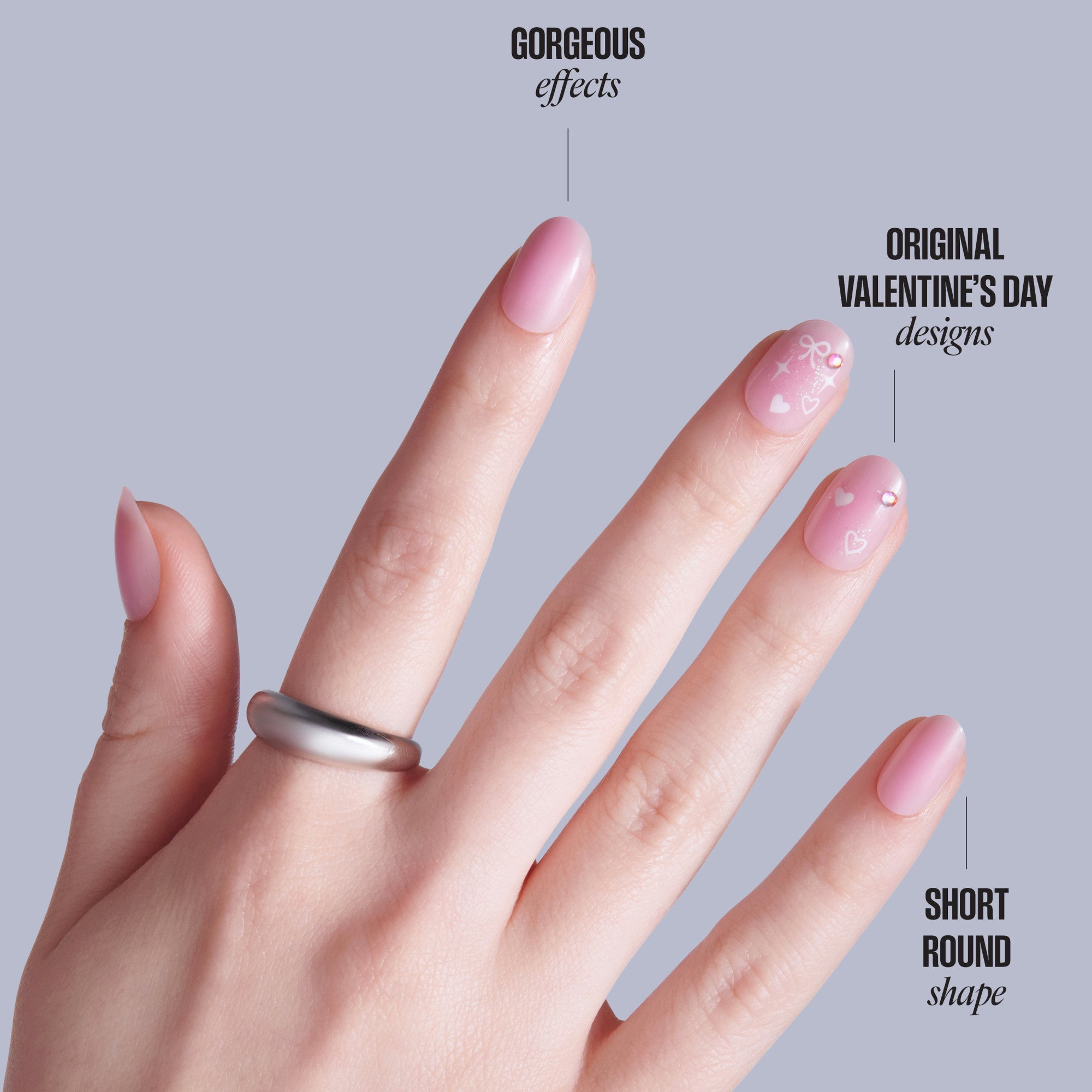 KISS LOVE Design Press On Glue Nails - Love Ever After