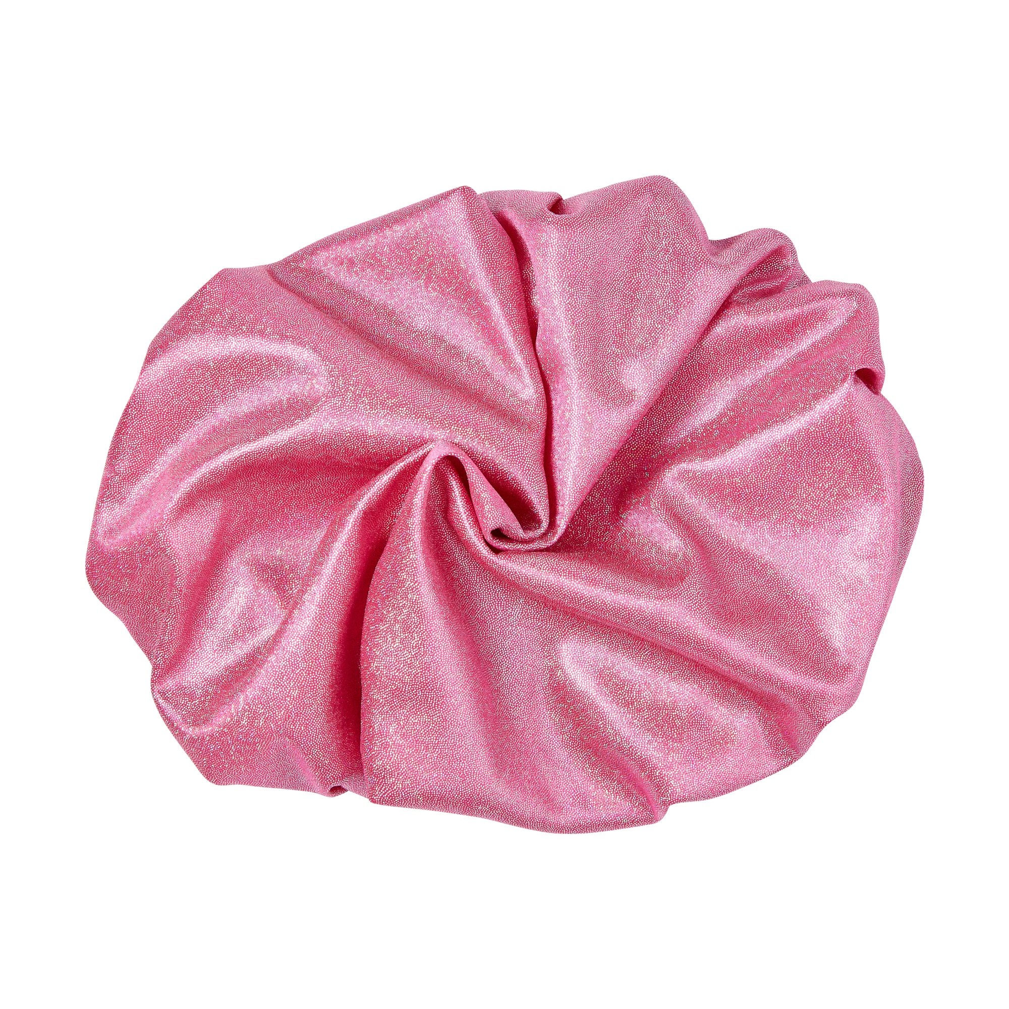 Pink pearl-colored XL bonnet cap with a subtle glittery shimmer, shown flat and gathered in the center. No text on the image.