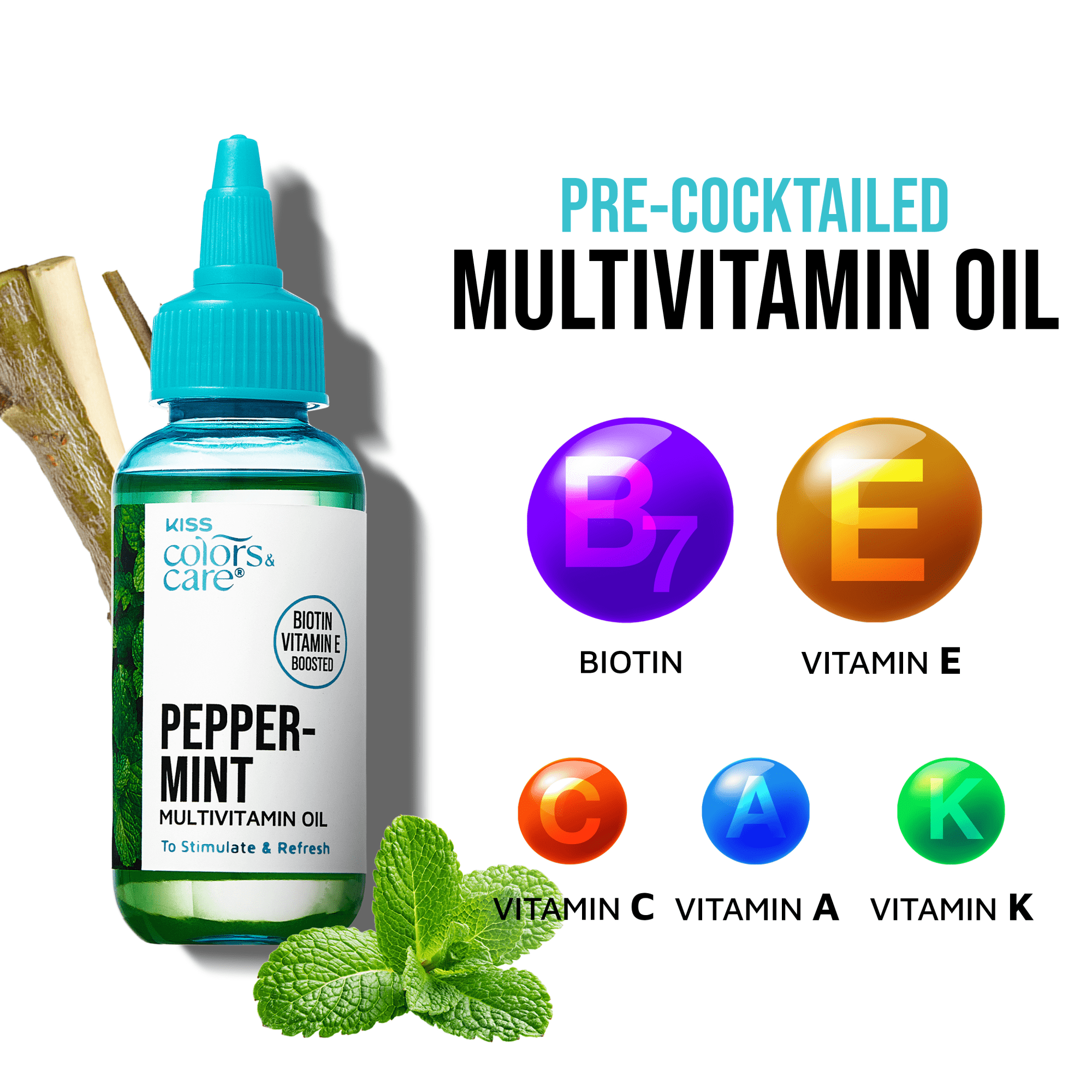 KISS Colors & Care Multivitamin Oil - Peppermint