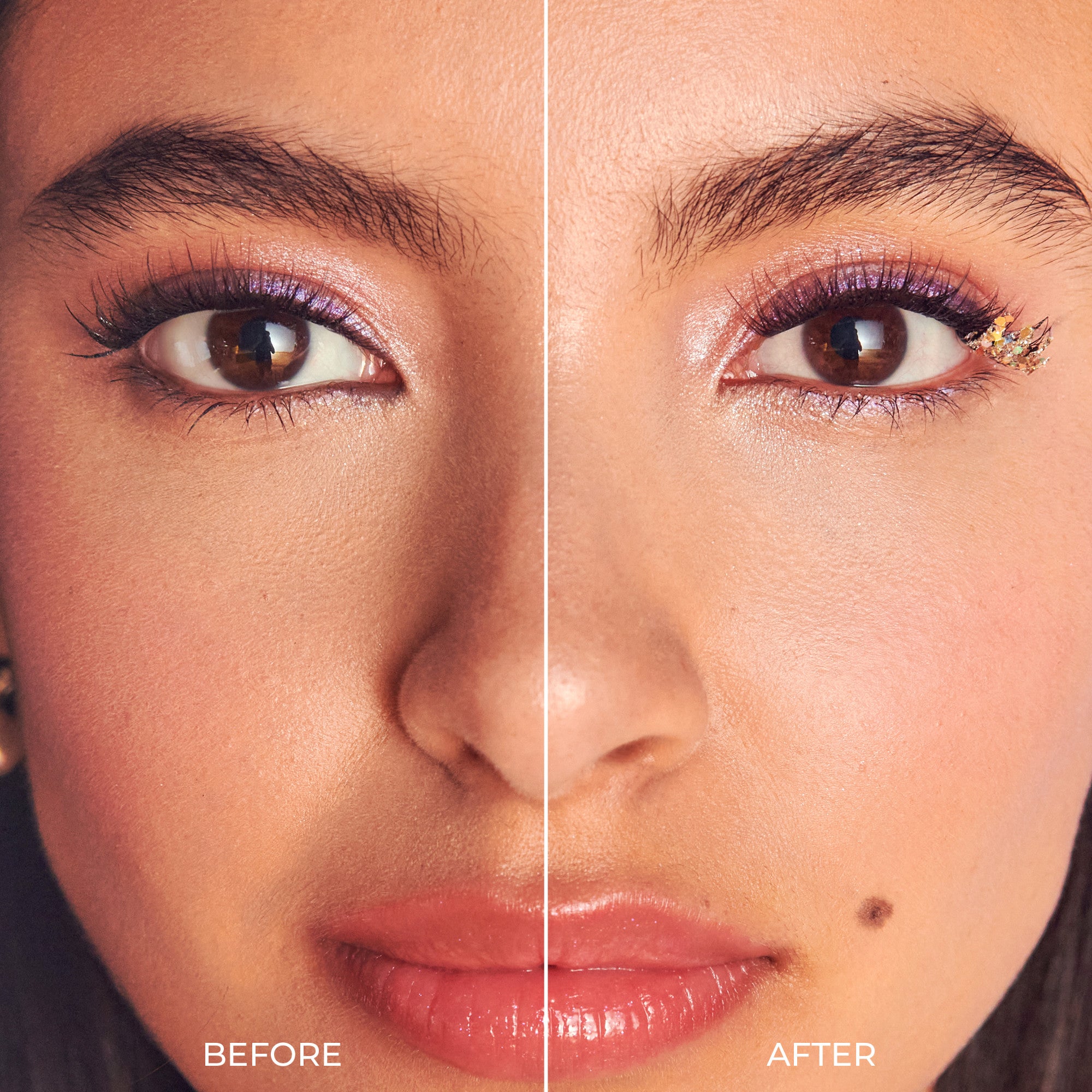 Close-up split view of a woman&