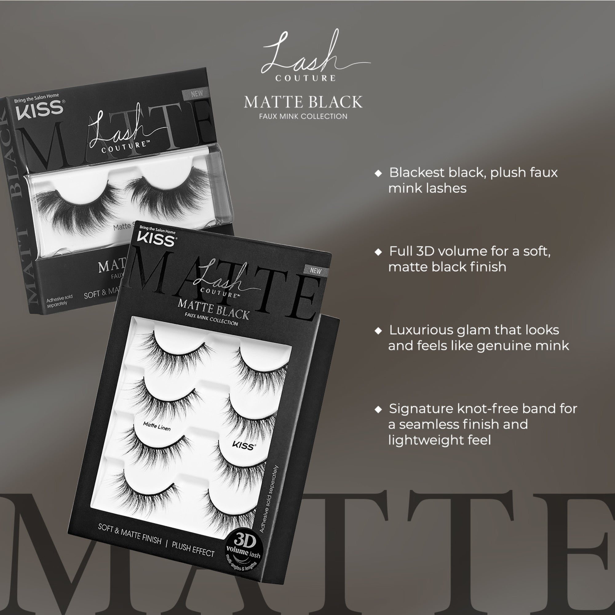 KISS Lash Couture Matte Black Multipack - Matte Linen