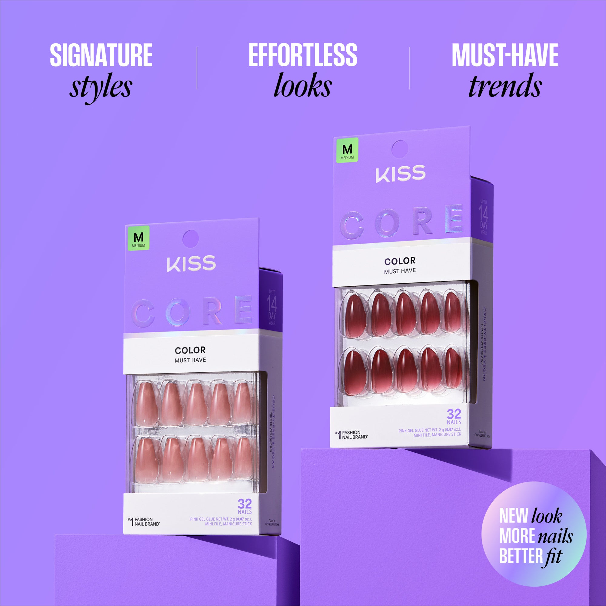 KISS CORE Color Press On Glue Nails - Euphonious