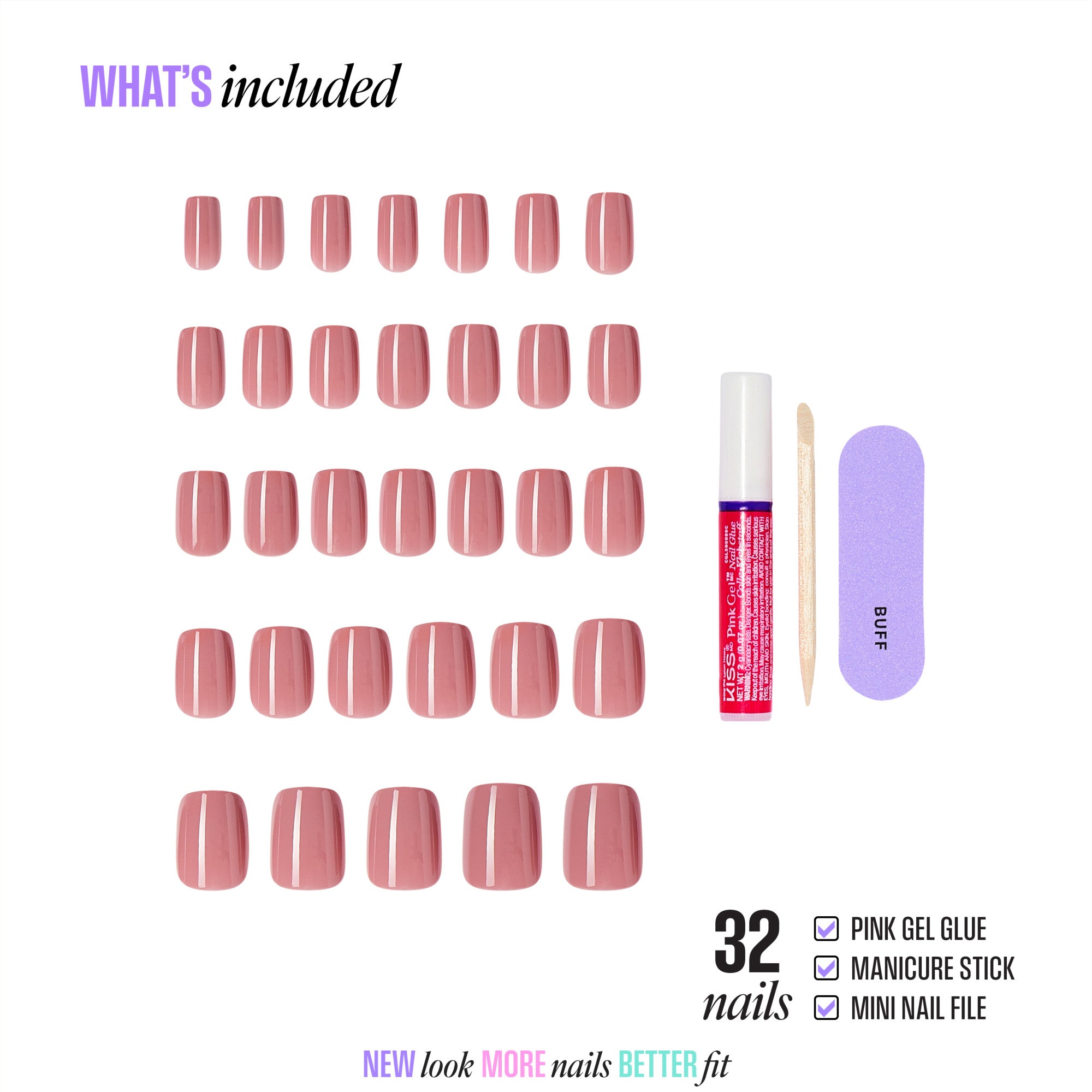 KISS CORE Color Press On Glue Nails - Felicity