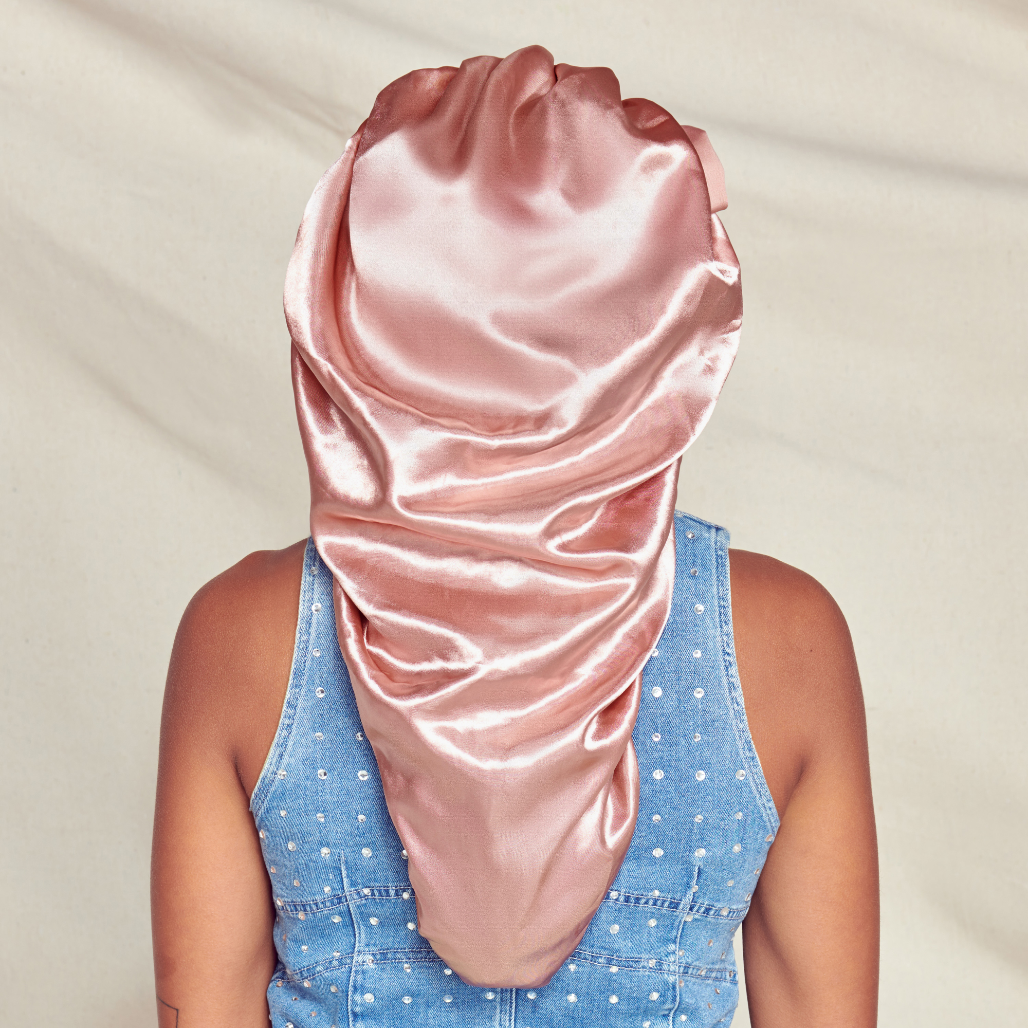Kiss Colors & Care Silky Satin Tie Band Braid Edge Bonnet - Dust Pink