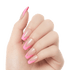 A hand modeling KISS Salon Acrylic French Color nails in &
