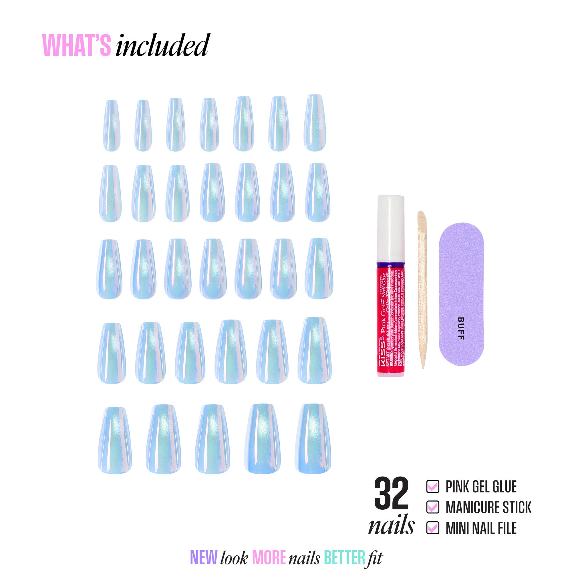 KISS GLAM Embellished Press On Glue Nails - Light Me Softly