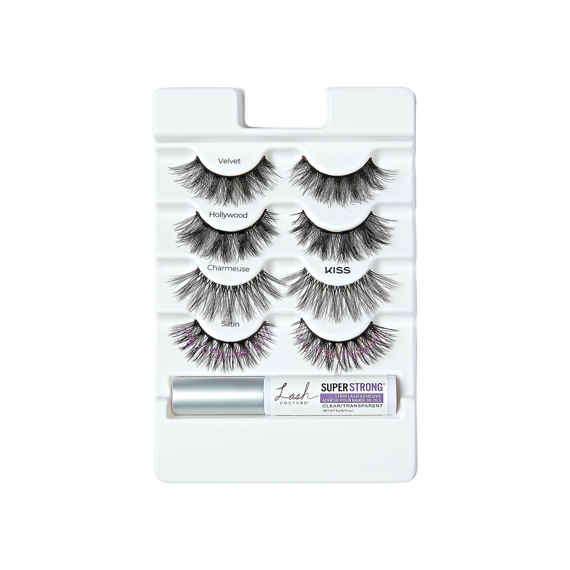 KISS Lash Couture 4-pack false eyelashes with Super Strong adhesive included