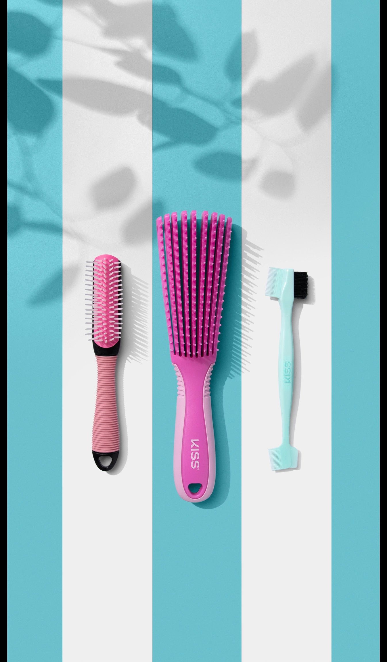KISS Colors & Care Mini Non-Slip Soft Bristle Detangling Brush - Pink