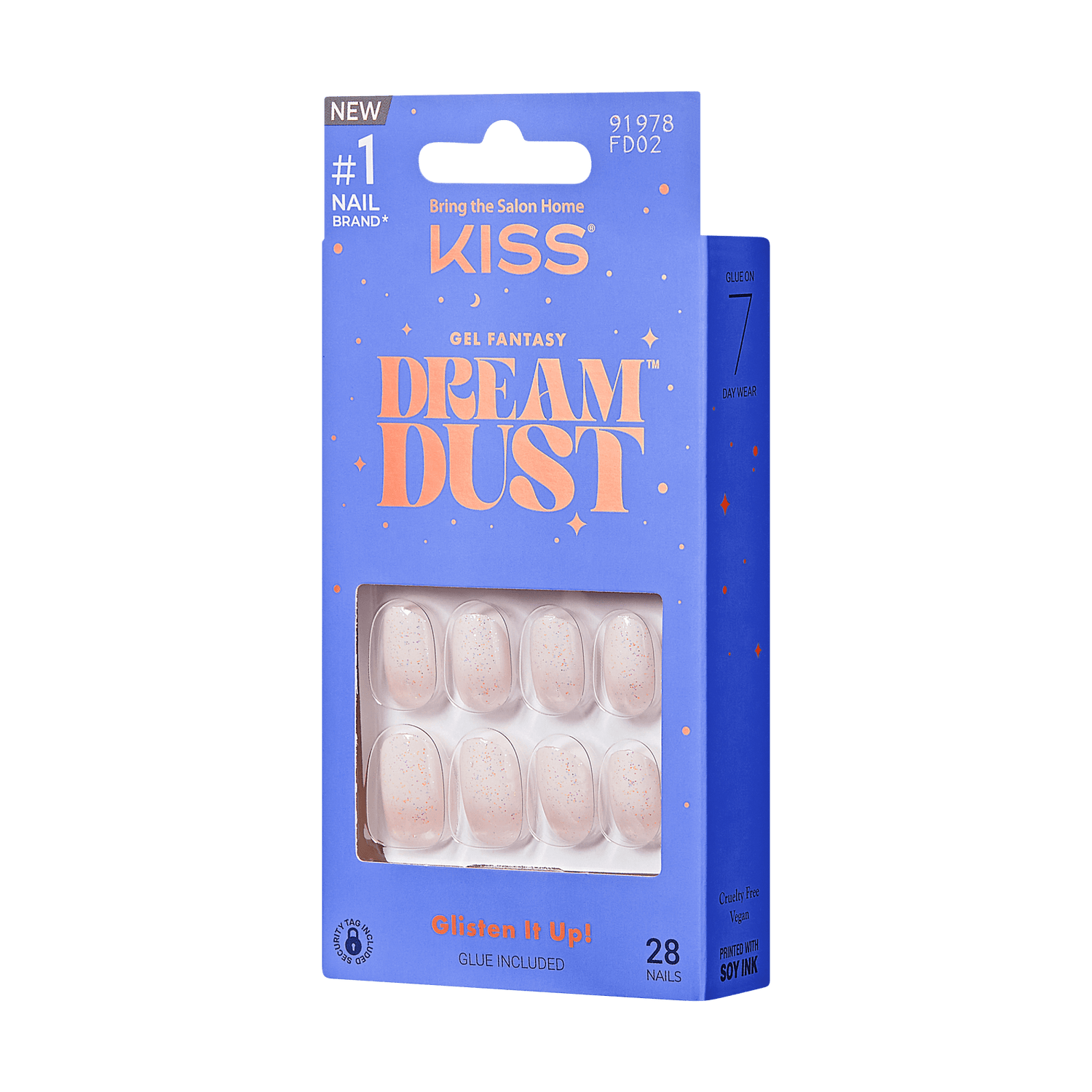 KISS Gel Fantasy Dreamdust Press On Glue Nails - Silver Spoon
