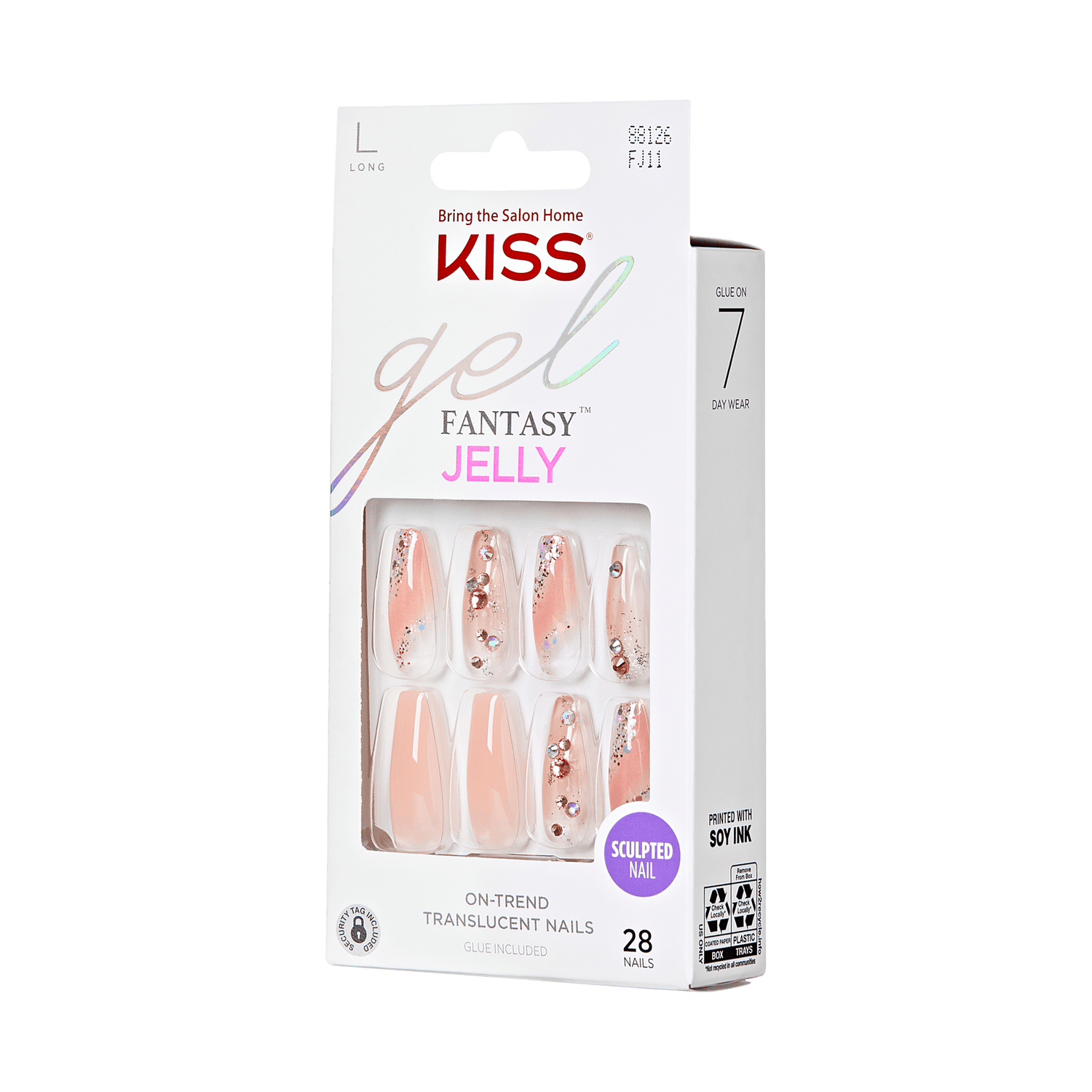 KISS Gel Fantasy Jelly Press On Glue Nails - Jelly Cat