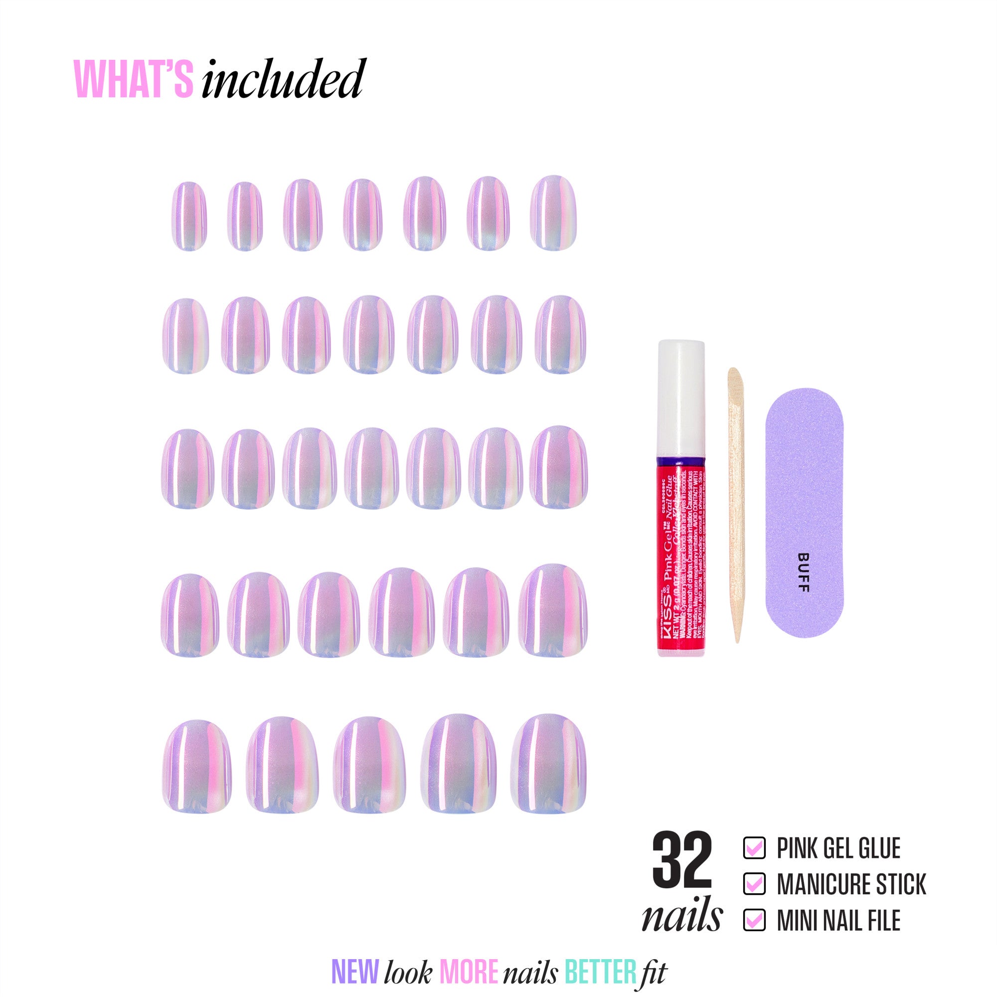 KISS GLAM Embellished Press On Glue Nails - One n Only