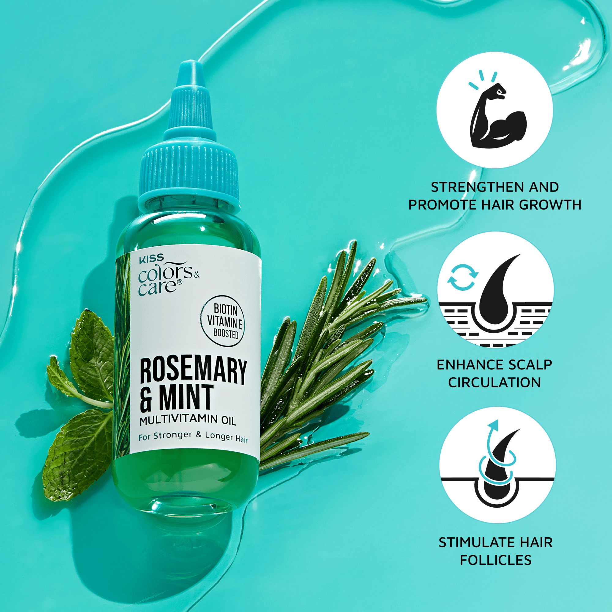 KISS Colors & Care Multivitamin Oil - Rosemary & Mint