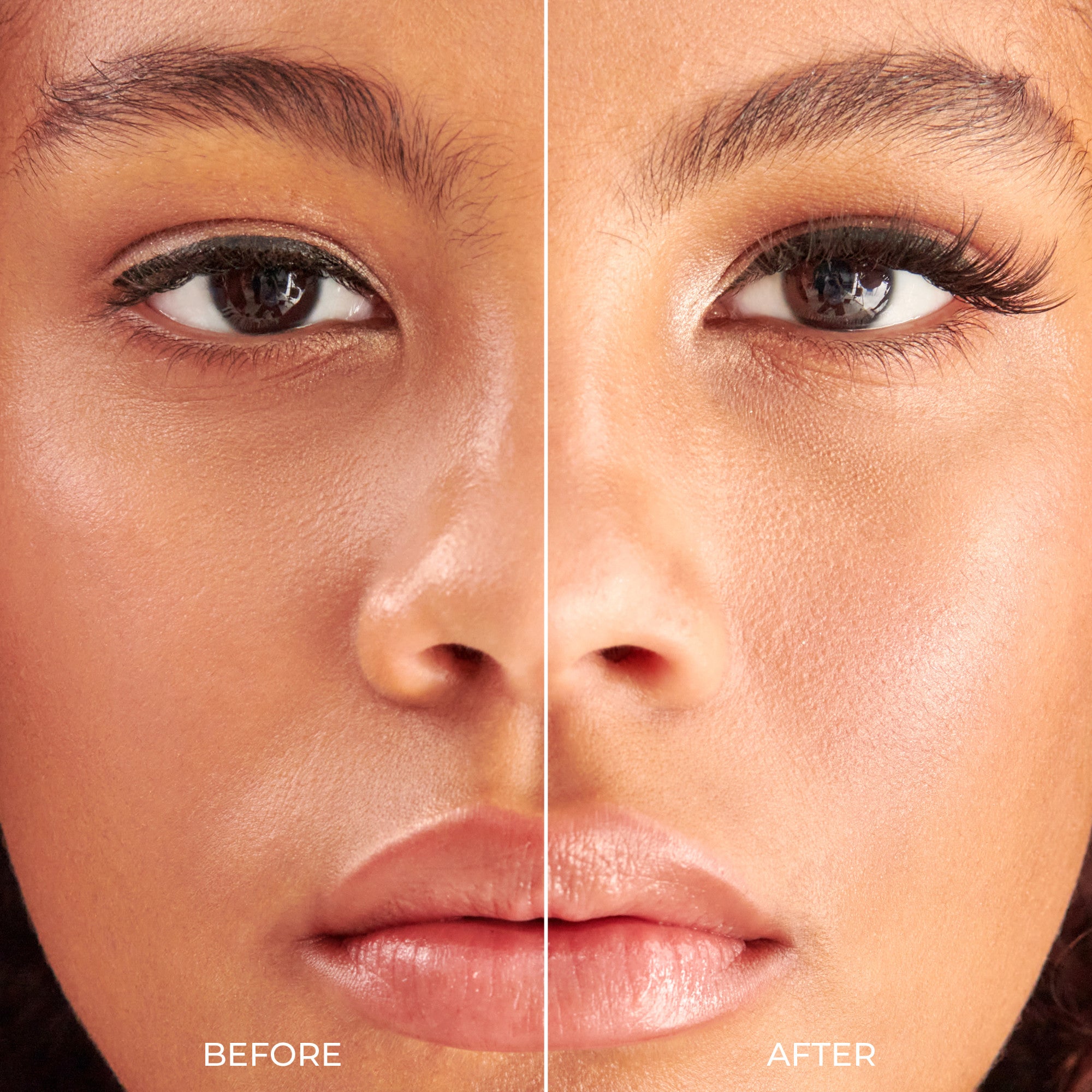 Close-up split view of a woman&