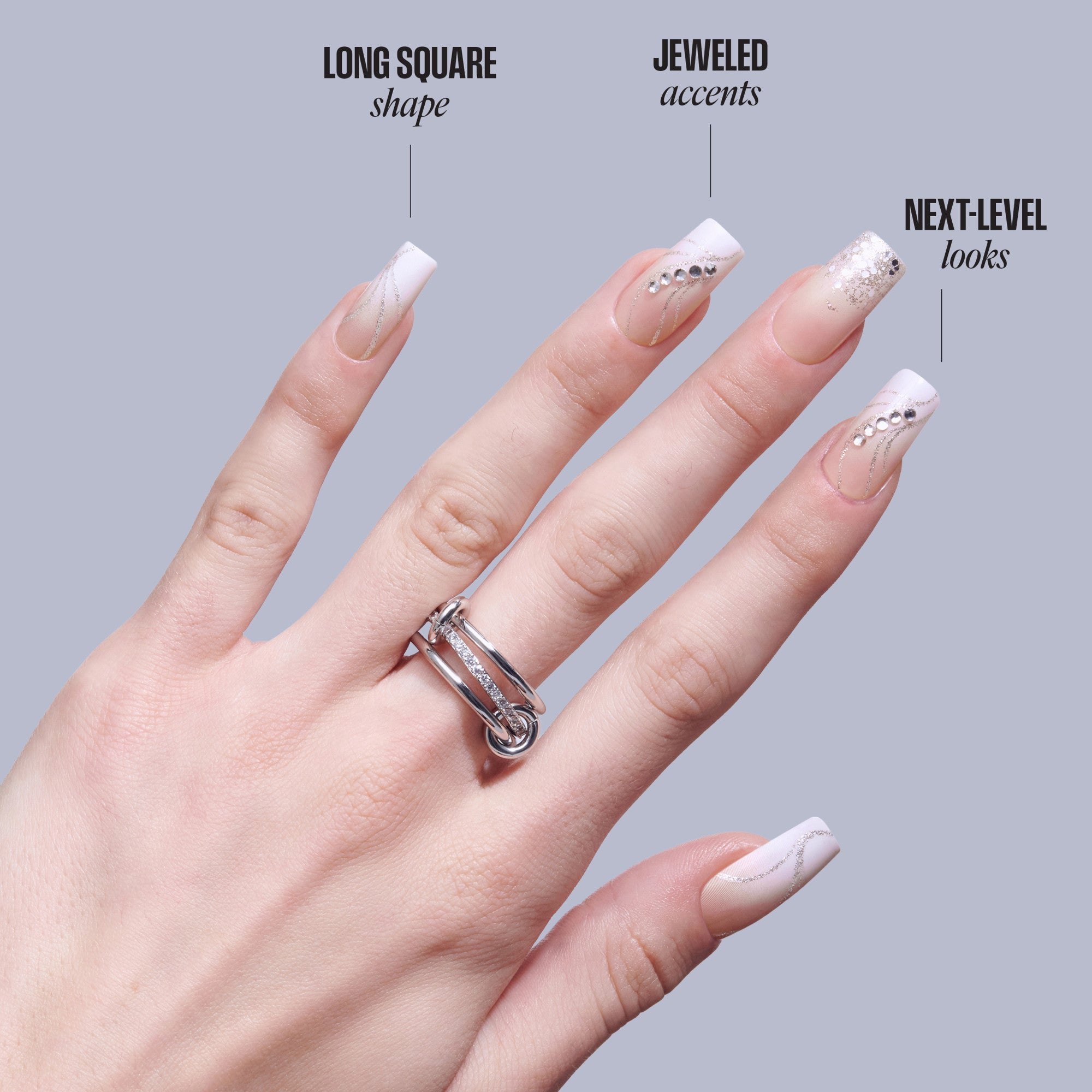 KISS GLAM 3D & Jewel Press On Glue Nails - Wrapped in Beauty