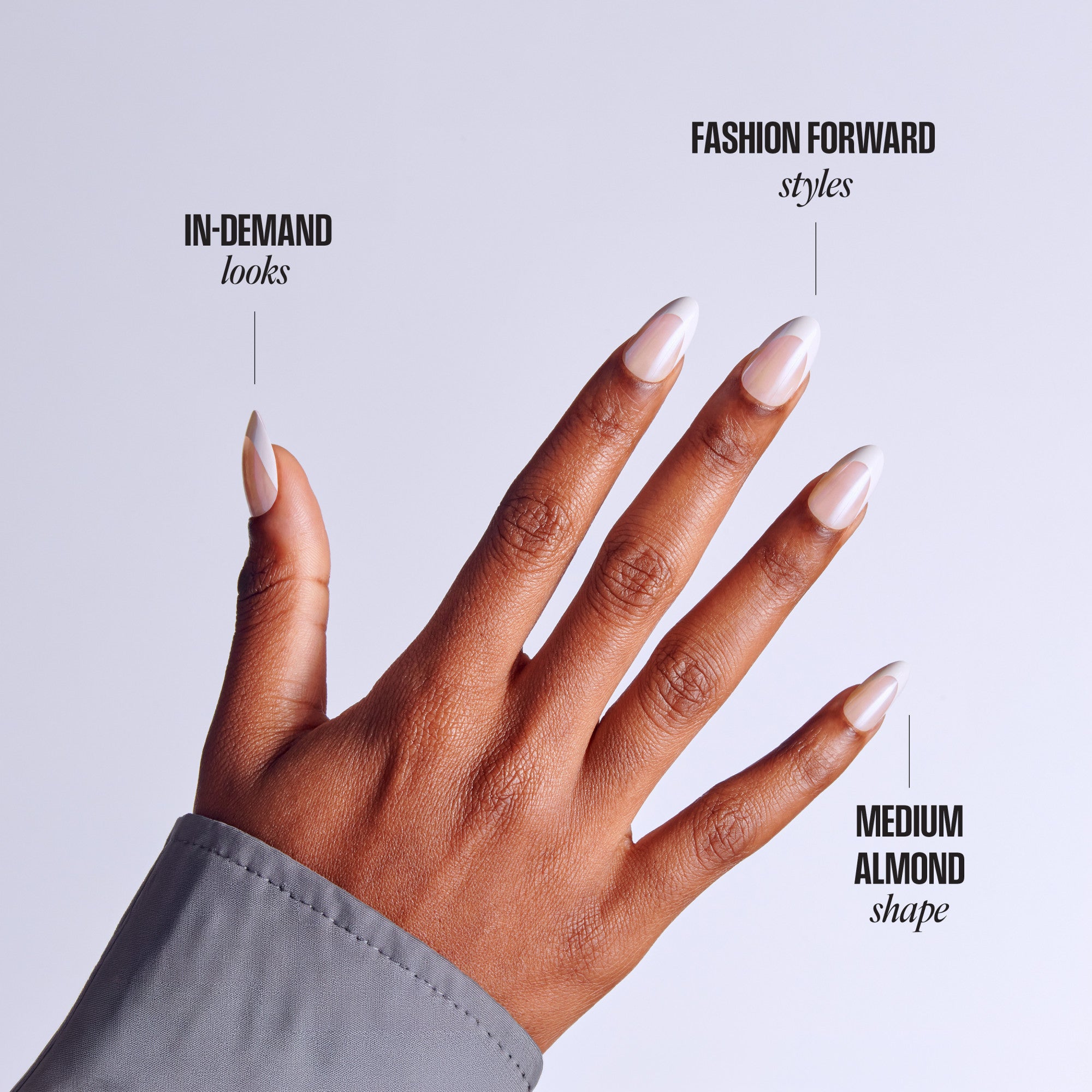 Kiss Core Design Press On Fake Glue Nails - New Chapter | French Tips, White, Medium, Almond